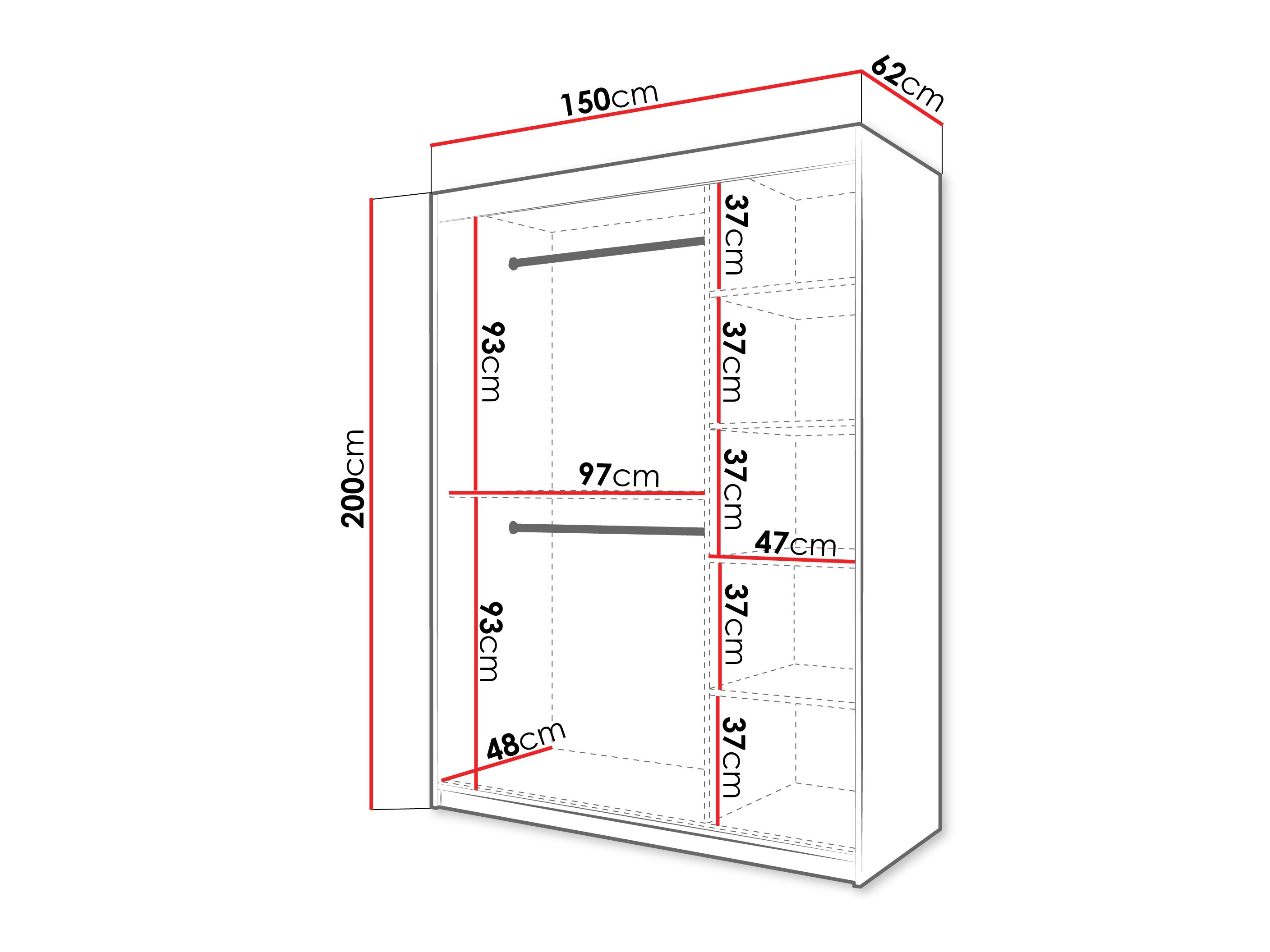 Kledingkast Hartford 578 (Zwart)
