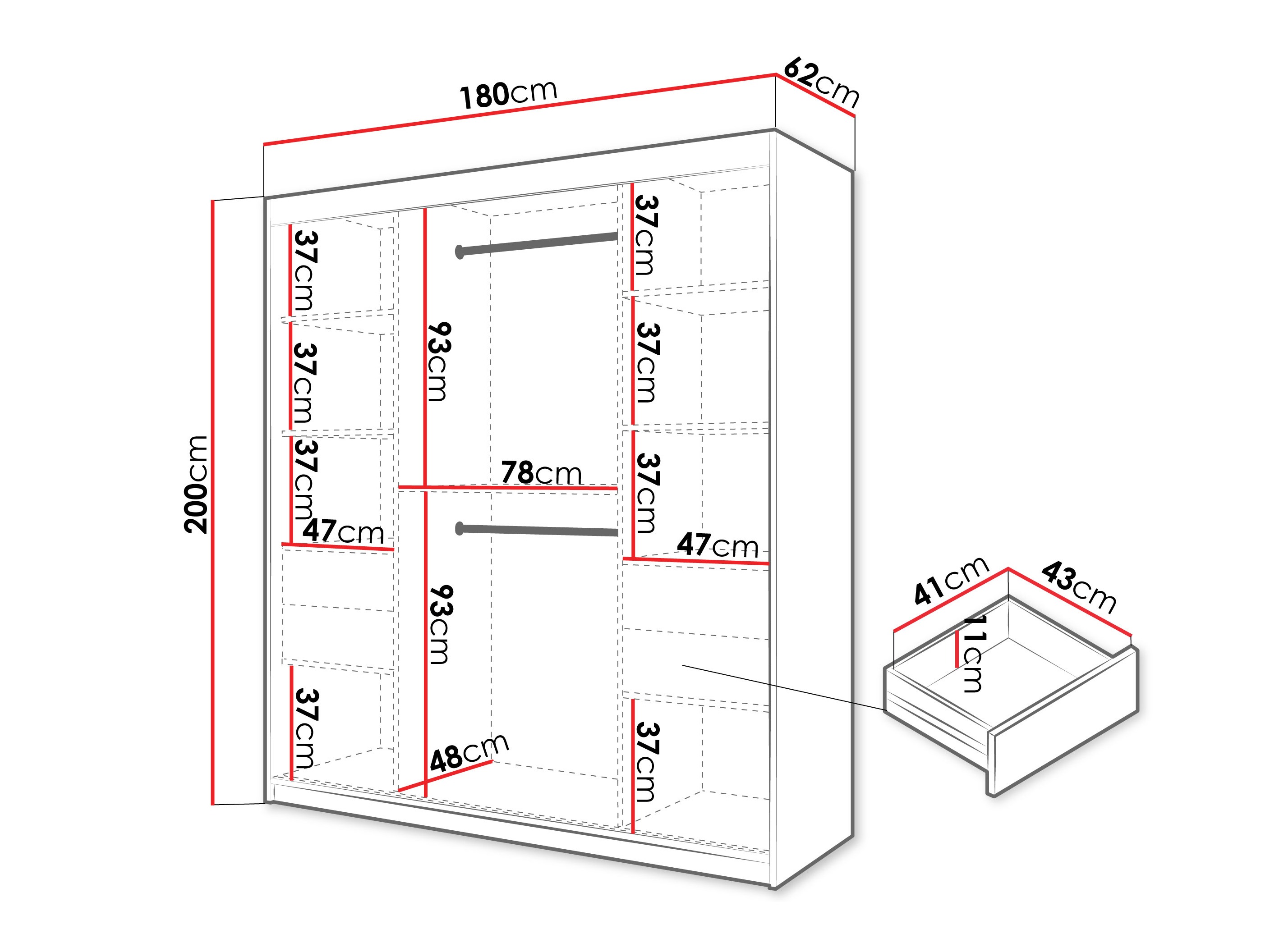 Kledingkast Hartford 578 (Zwart)