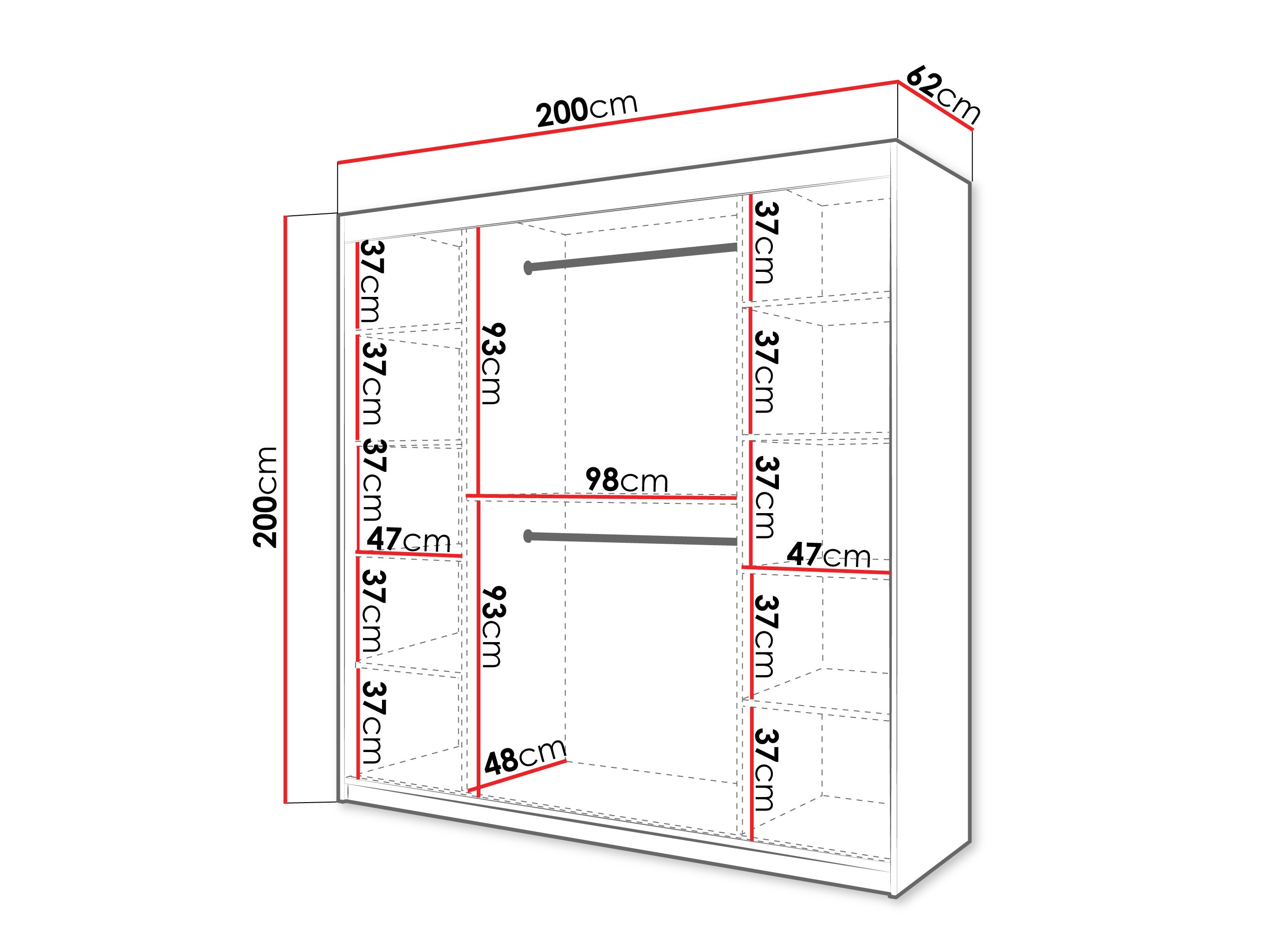 Kledingkast Hartford 578 (Zwart)