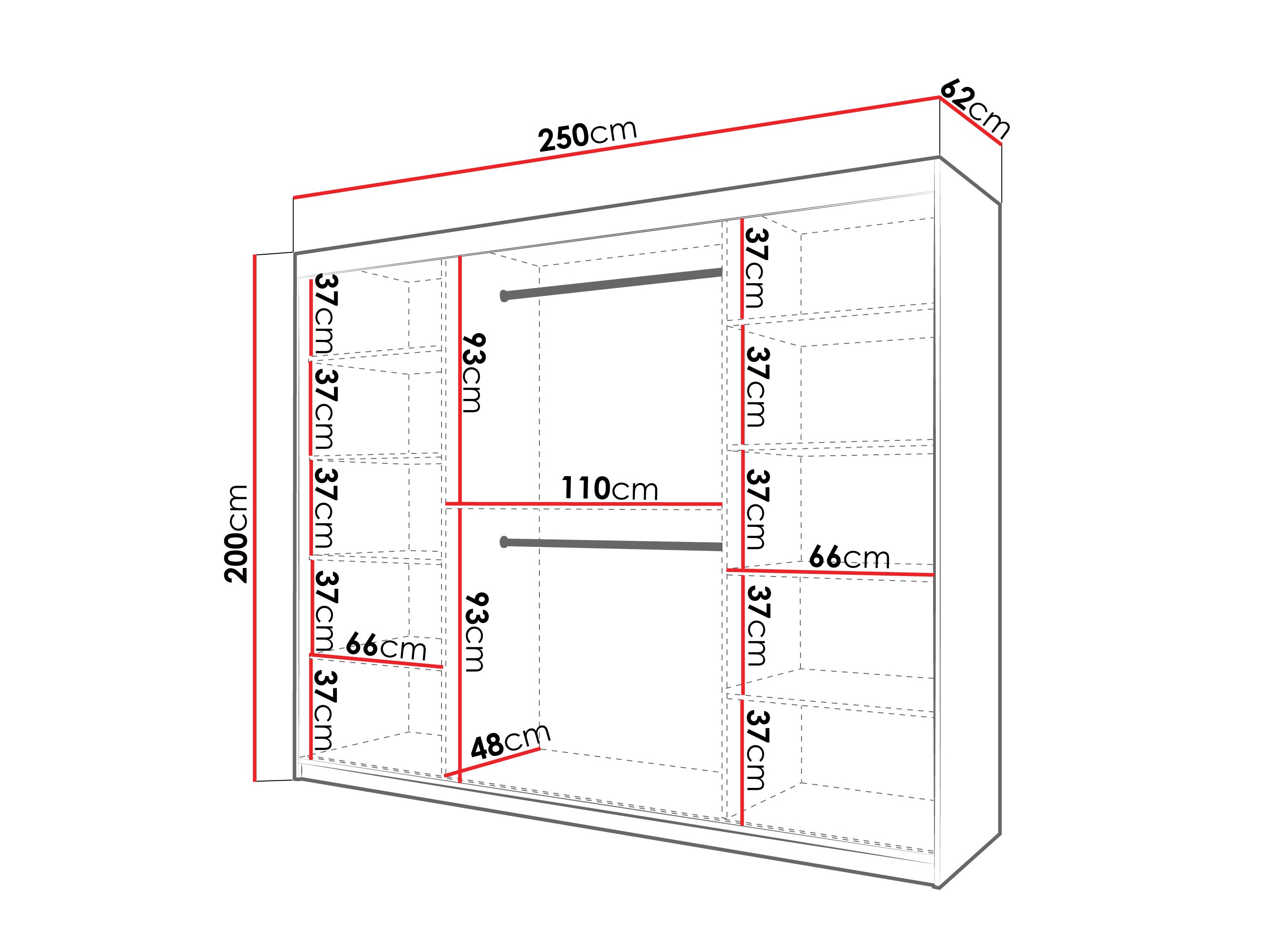 Kledingkast Hartford 578 (Zwart)