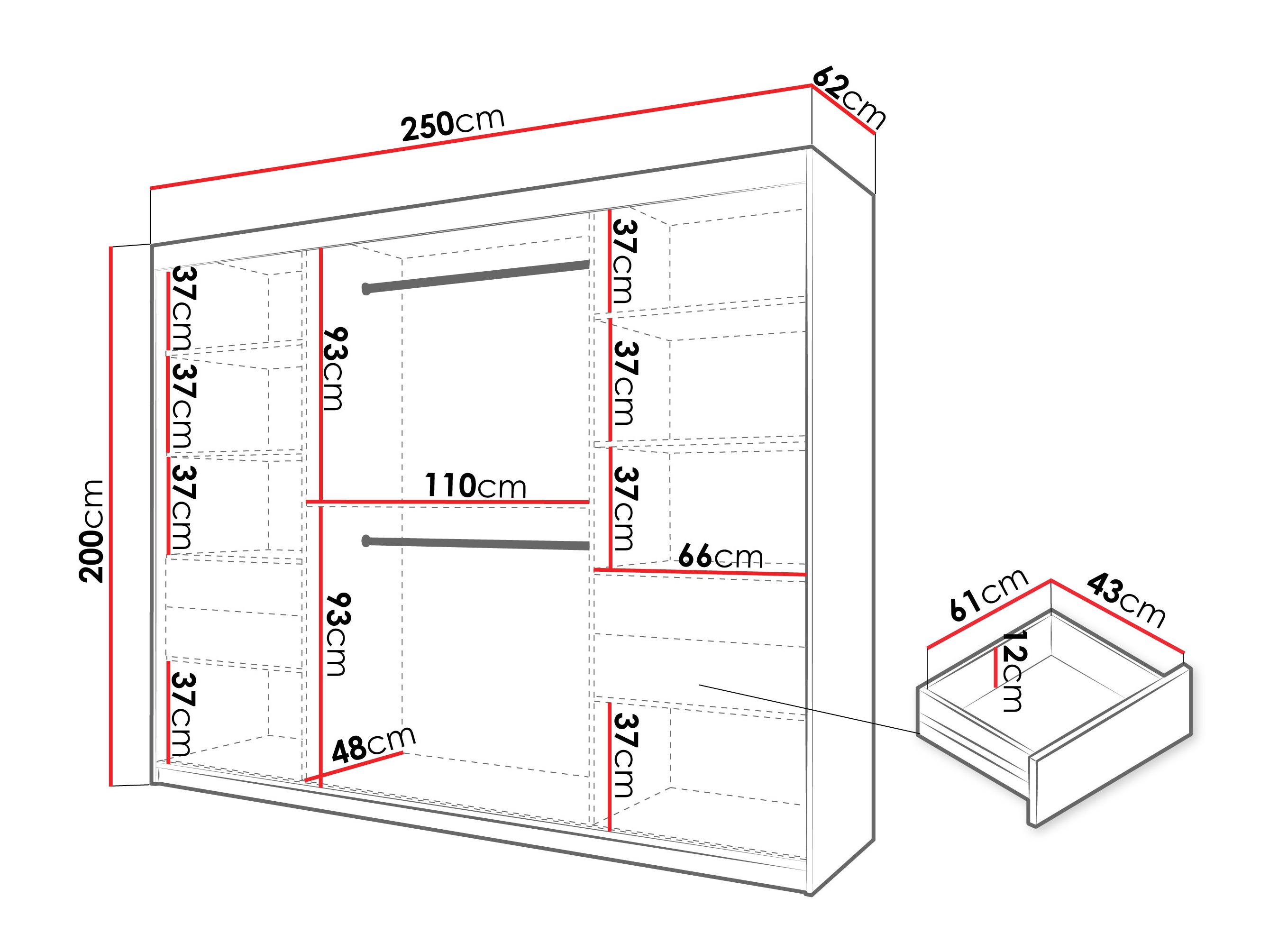 Kledingkast Hartford 578 (Zwart)