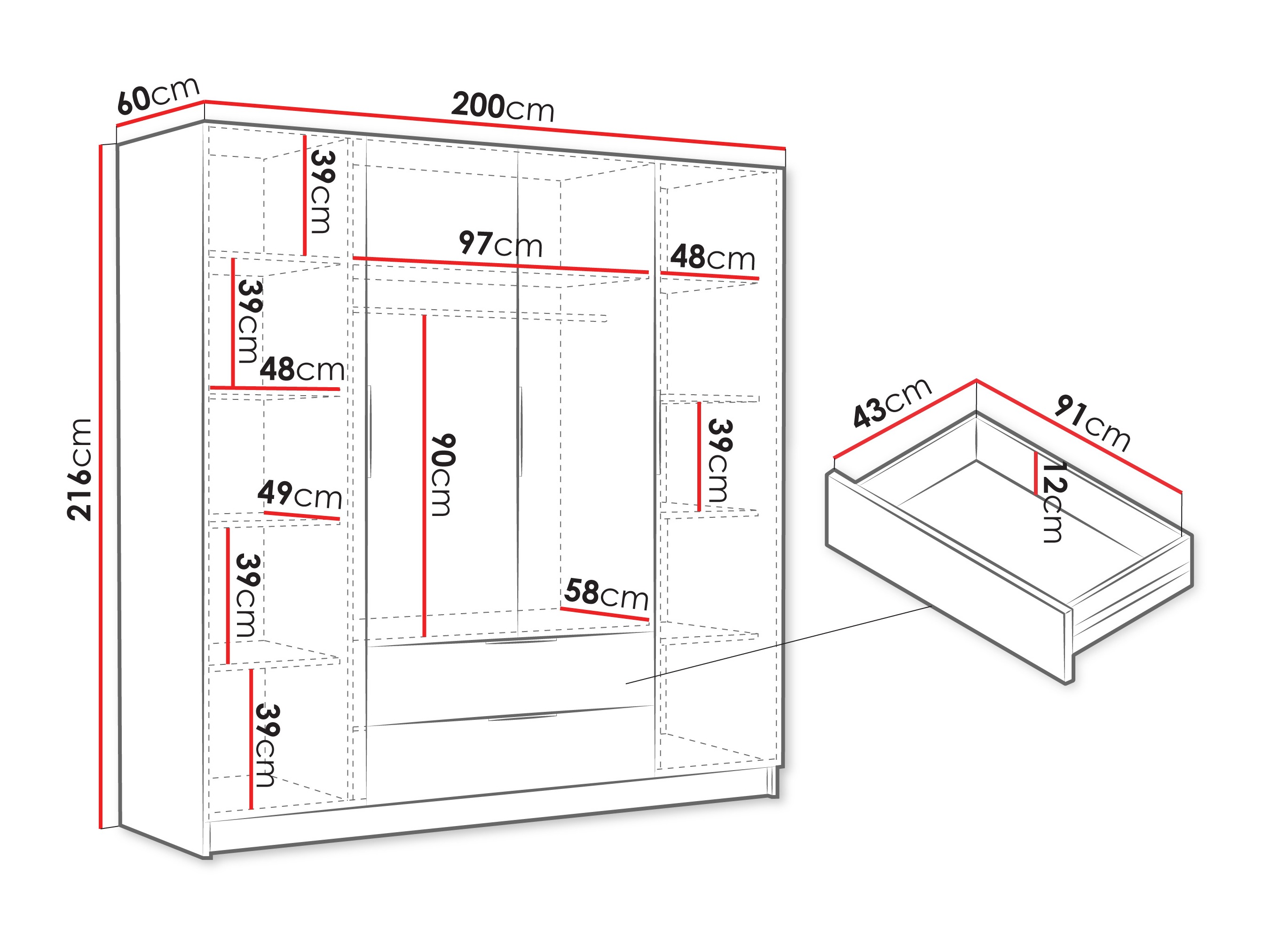Kledingkast Closico 202 (Kasjmier)