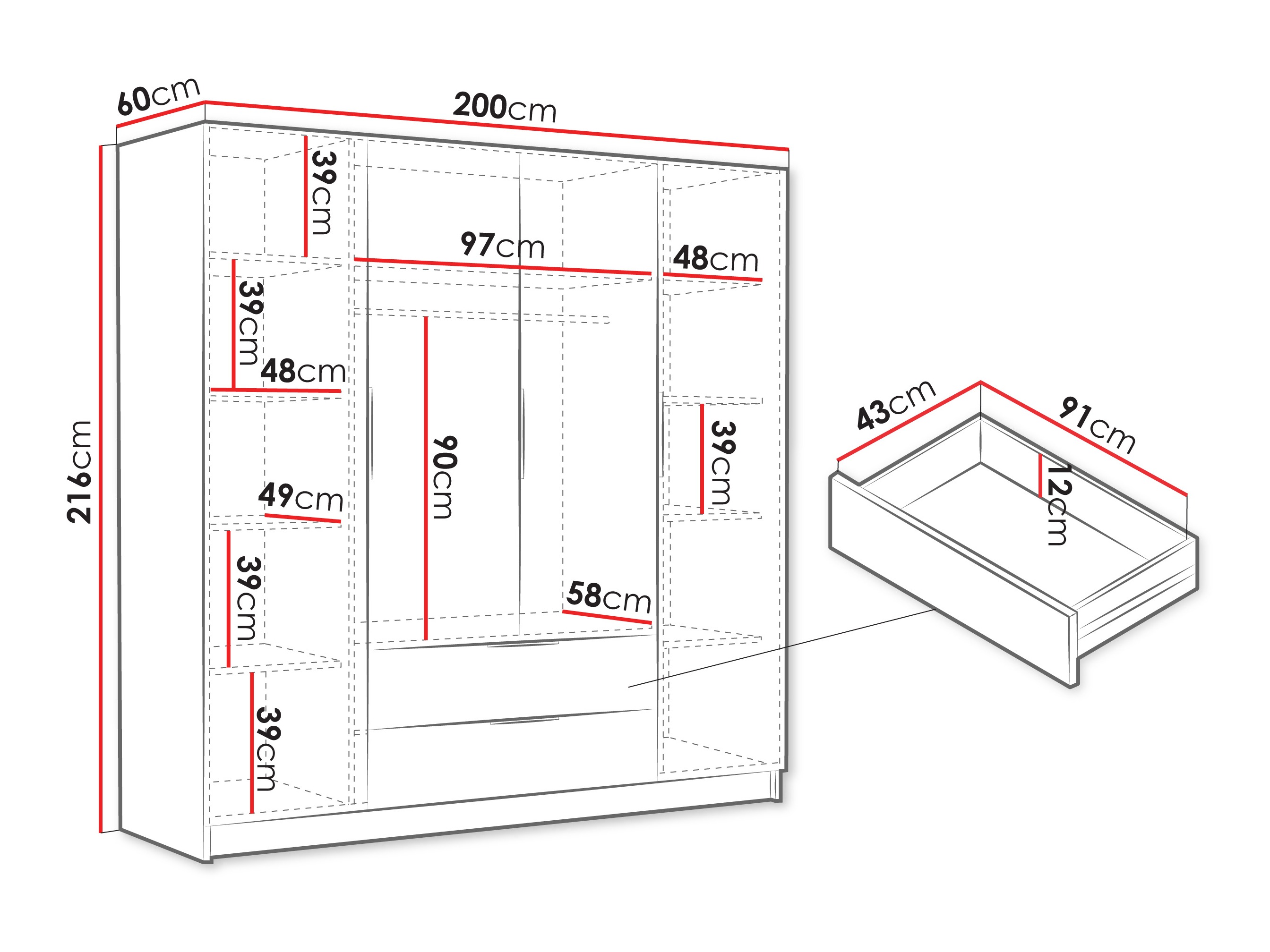 Kledingkast Closico 202 (Wit)