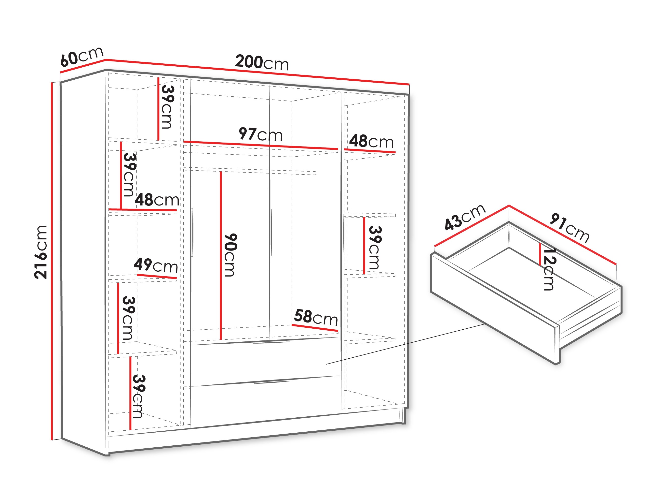 Kledingkast Closico 202 (Wit)