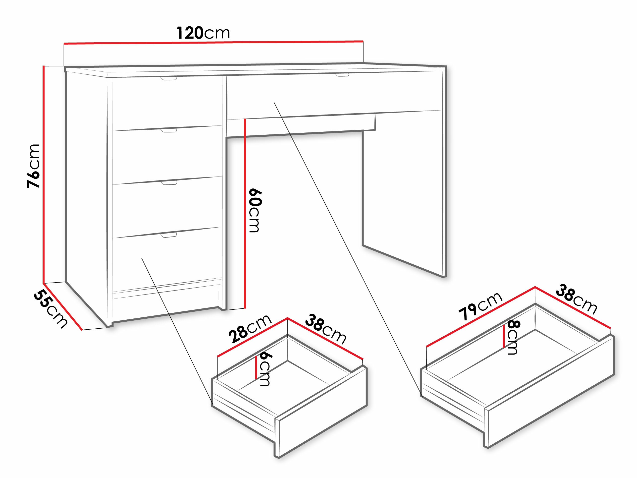 Bureau Comfivo Larmire 100 (Wit)