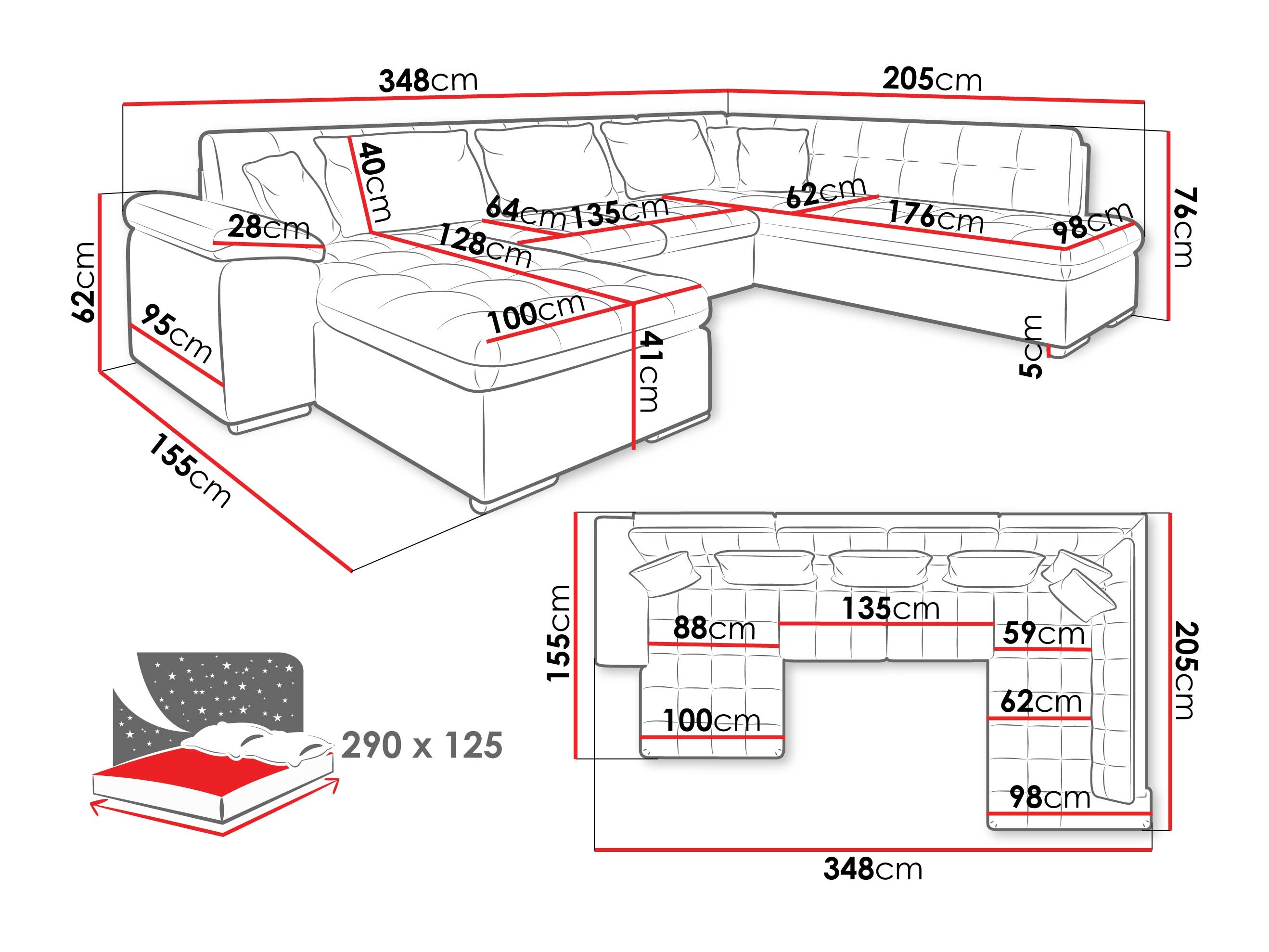 Hoekbank Comfivo 170 (Zoya 03 + Mokka 03)