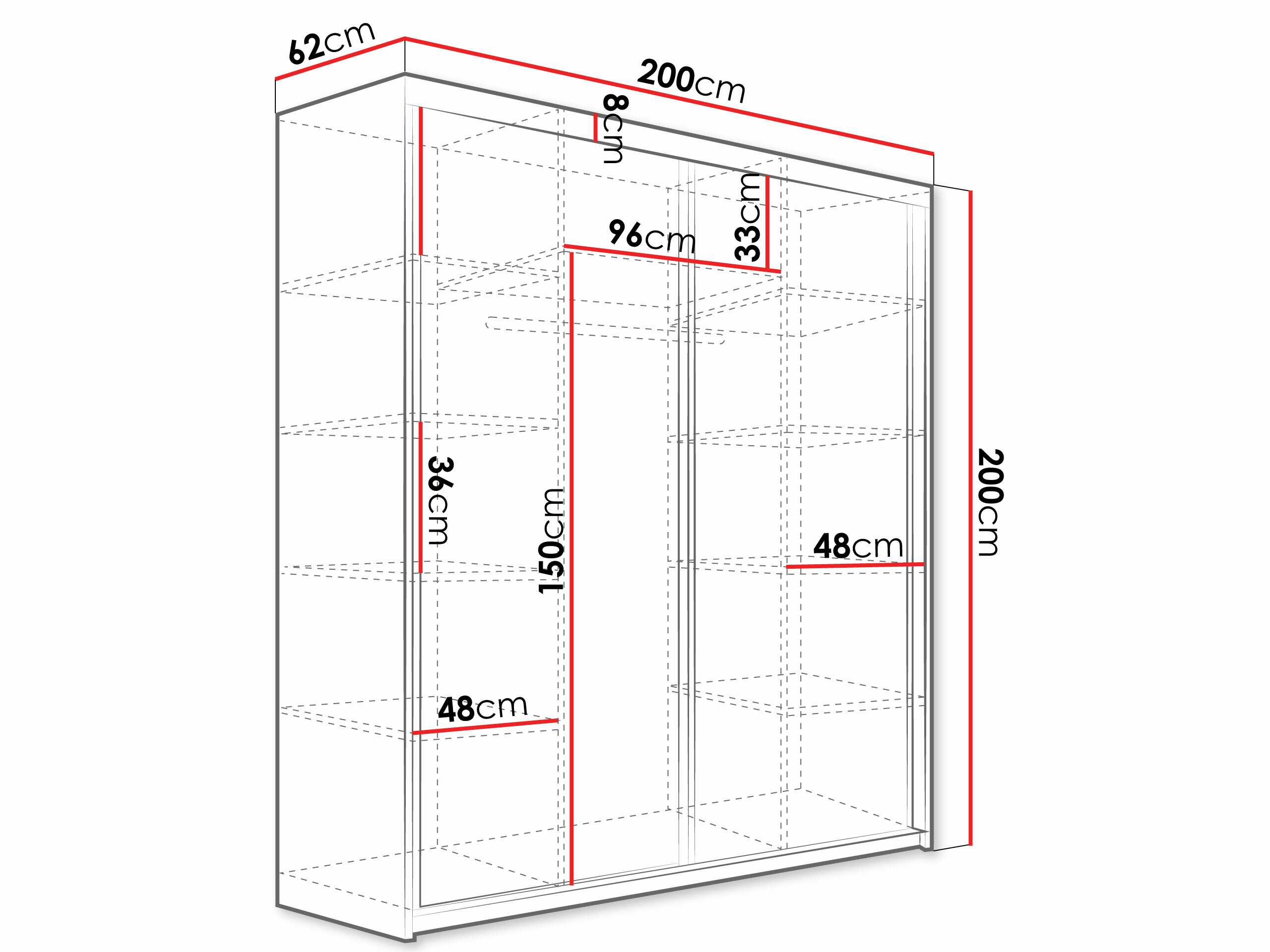 Kledingkast Dover 107 (Donker essen)