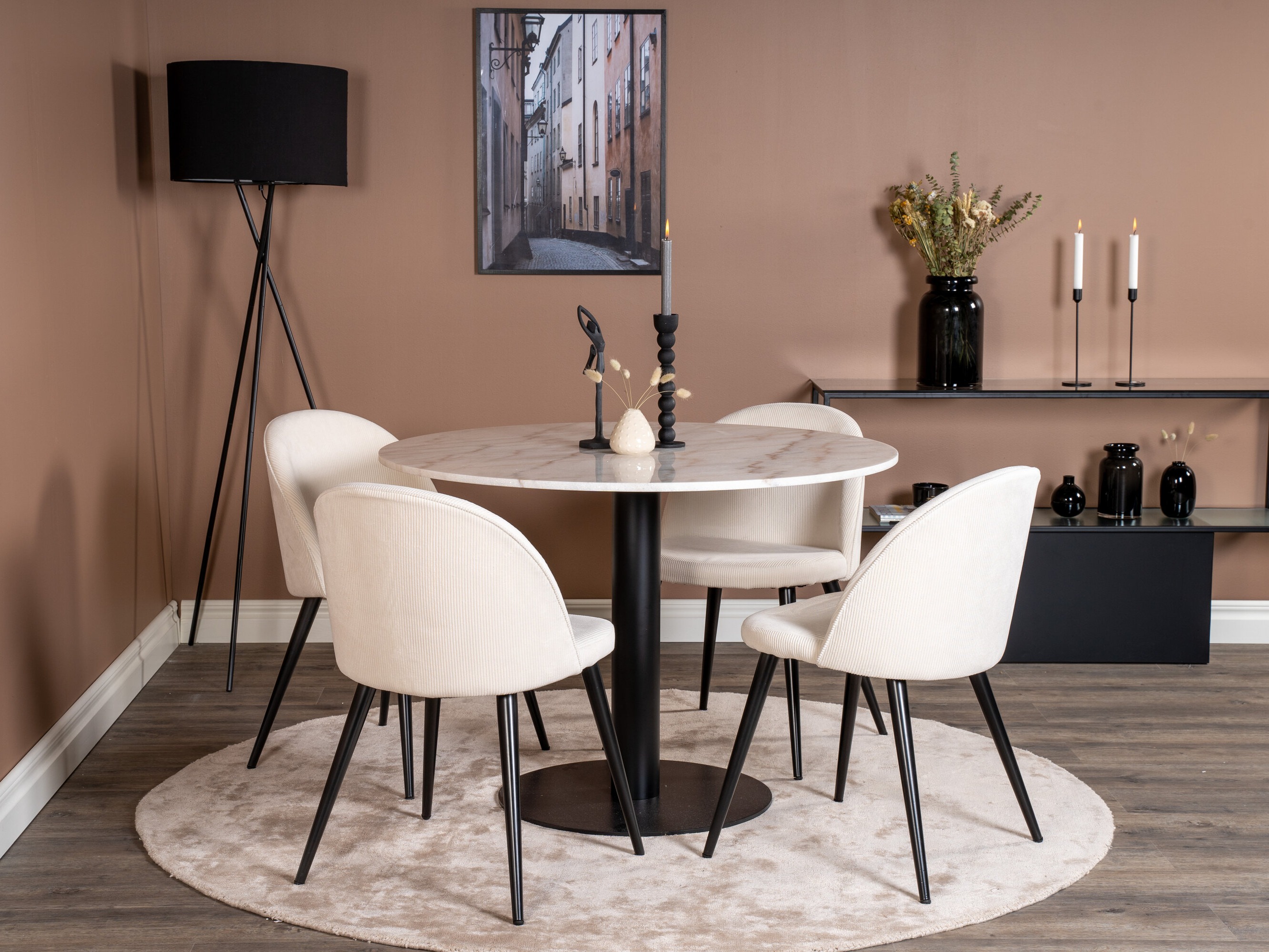 Eetkamerset Dallas 1297 (Beige + Zwart)