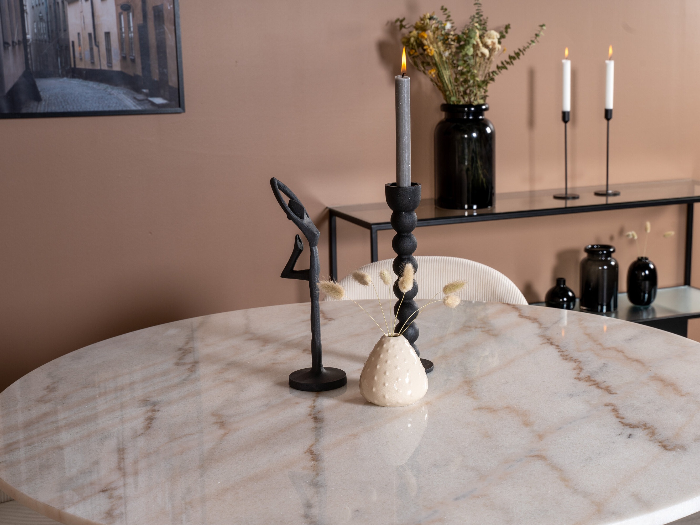 Eetkamerset Dallas 1297 (Beige + Zwart)