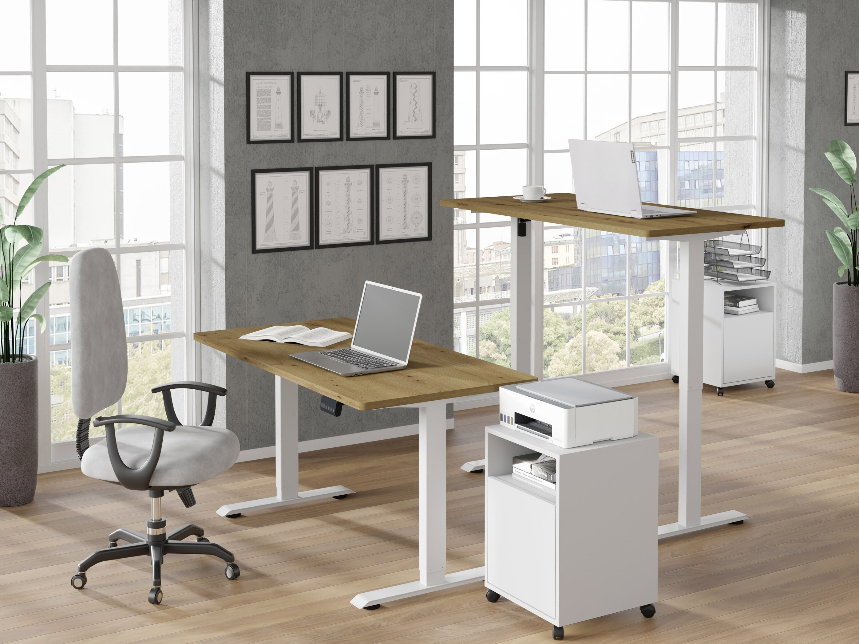 In hoogte verstelbaar bureau Buffalo 184 (Wit)