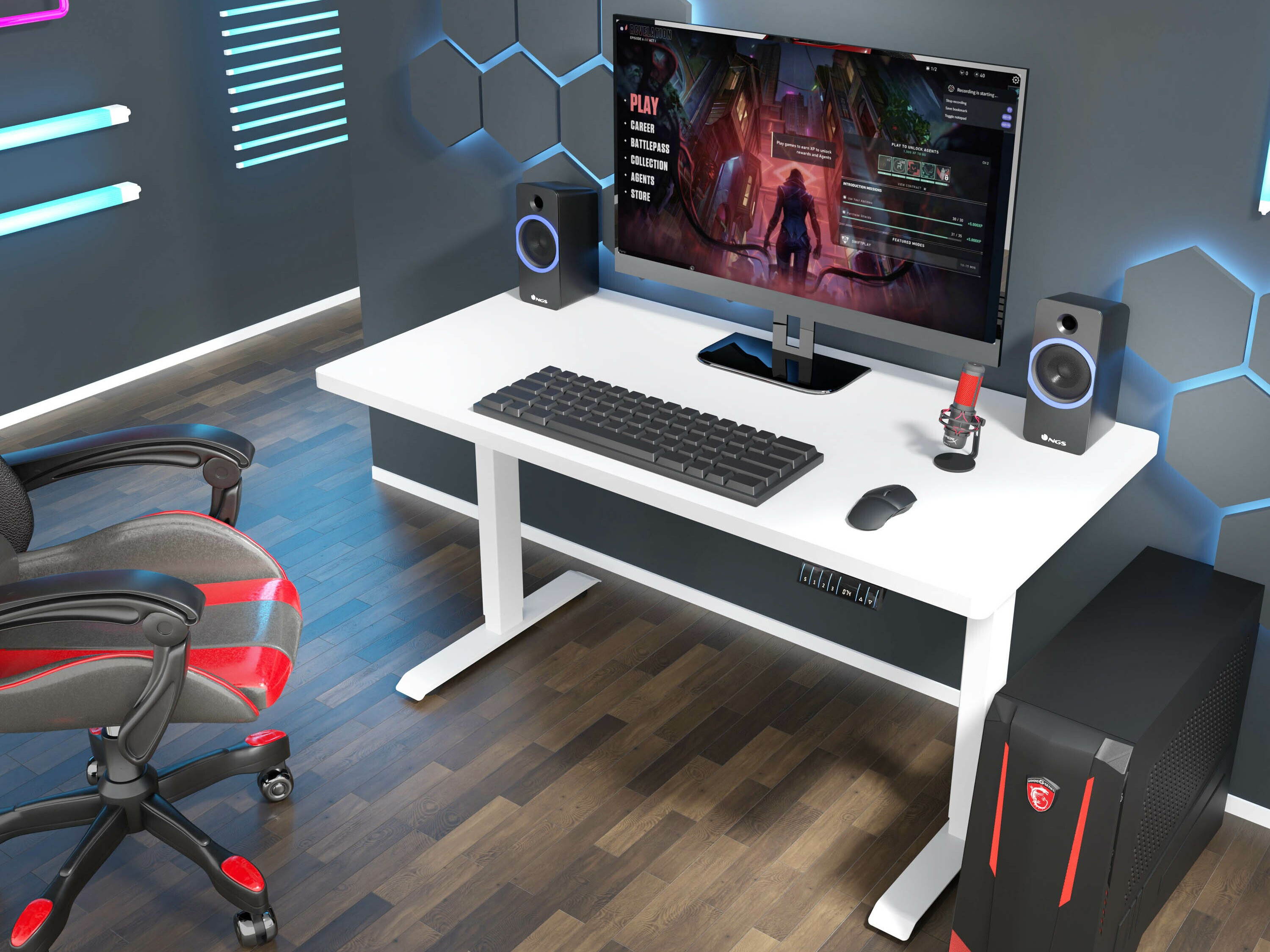 In hoogte verstelbaar bureau Buffalo 184 (Wit)