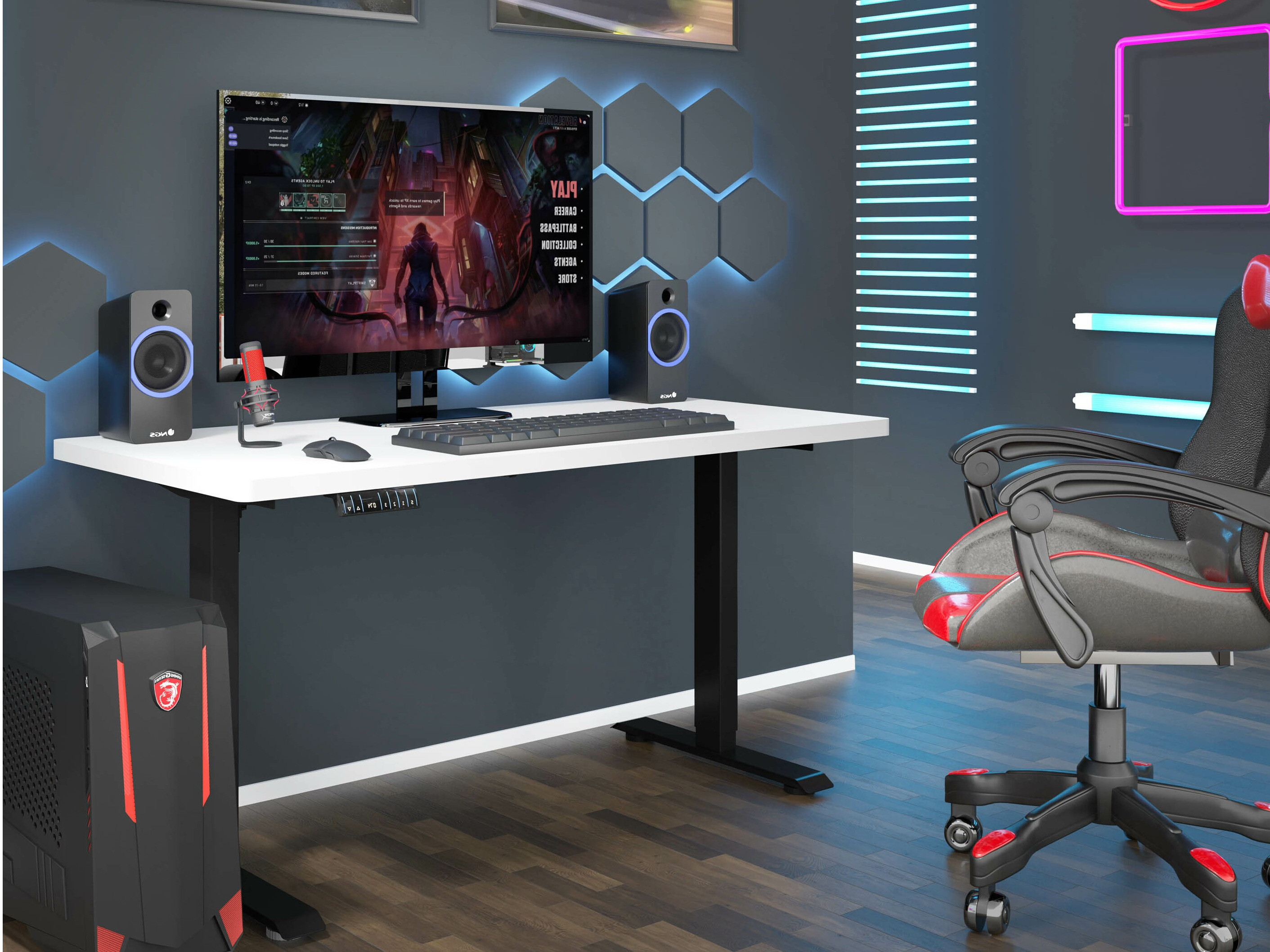 In hoogte verstelbaar bureau Buffalo 184 (Zwart)