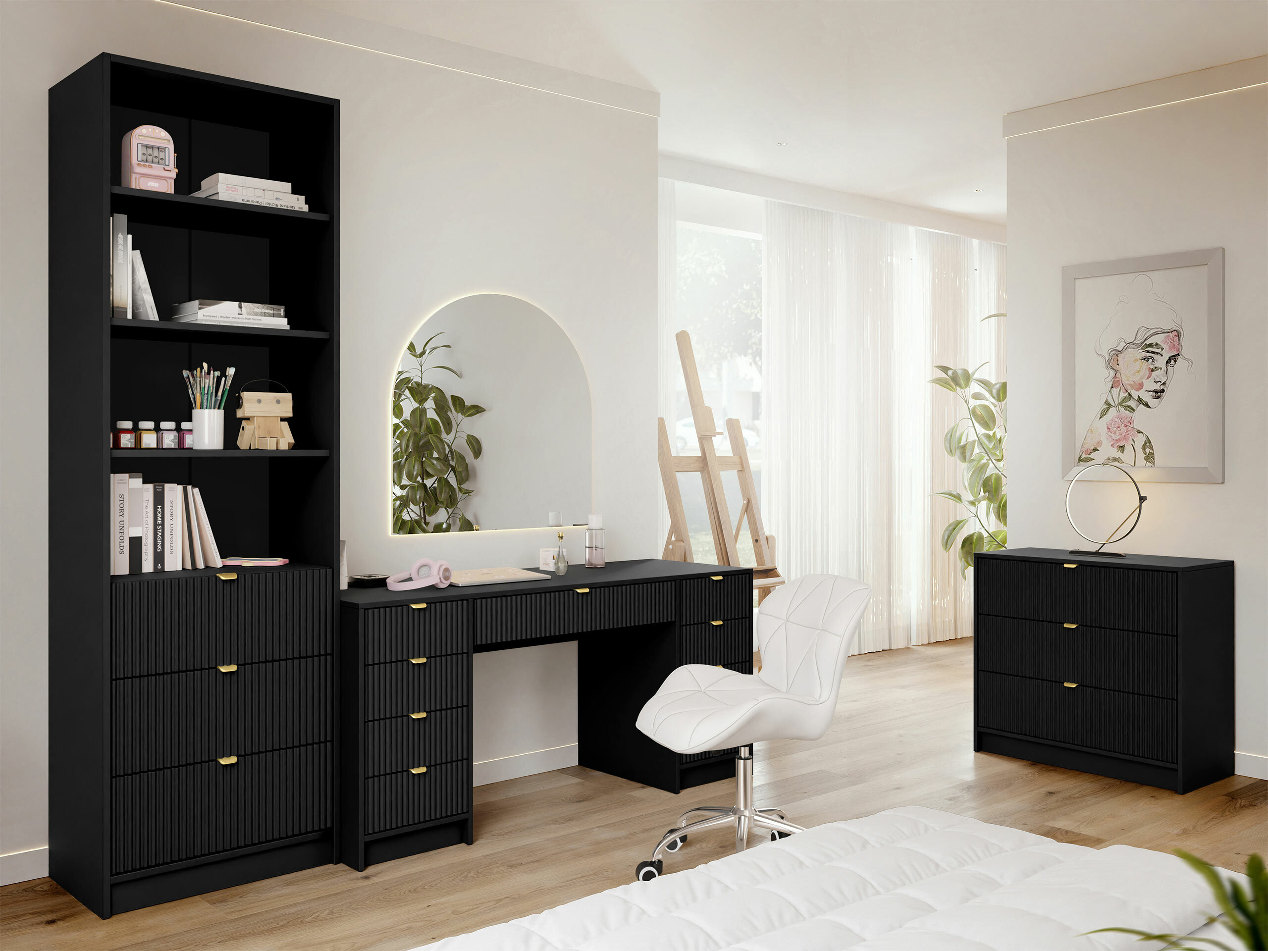 Thuiskantoorset Comfivo Larmire 121 (Zwart)