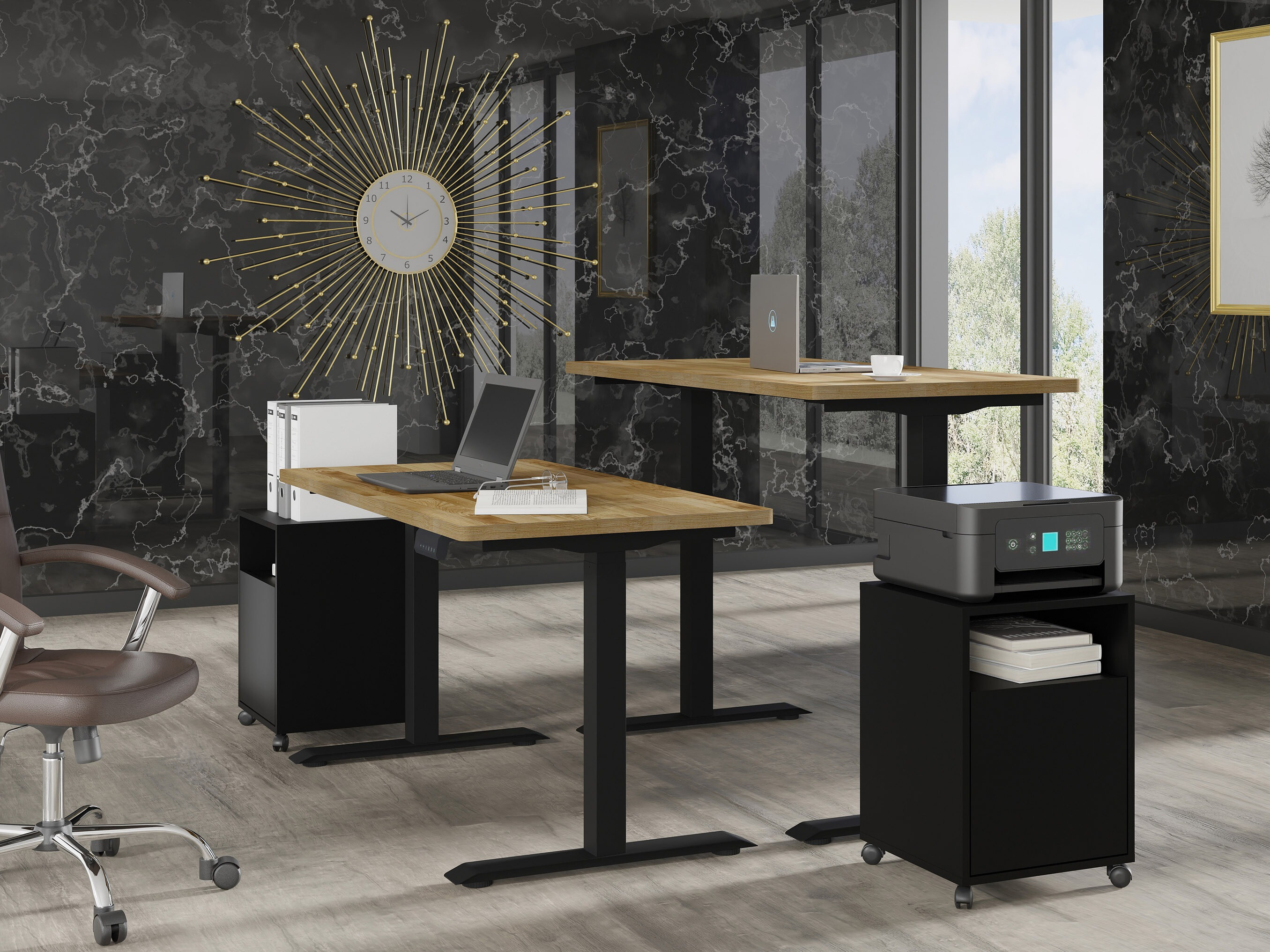 In hoogte verstelbaar bureau Buffalo 199 (Zwart)