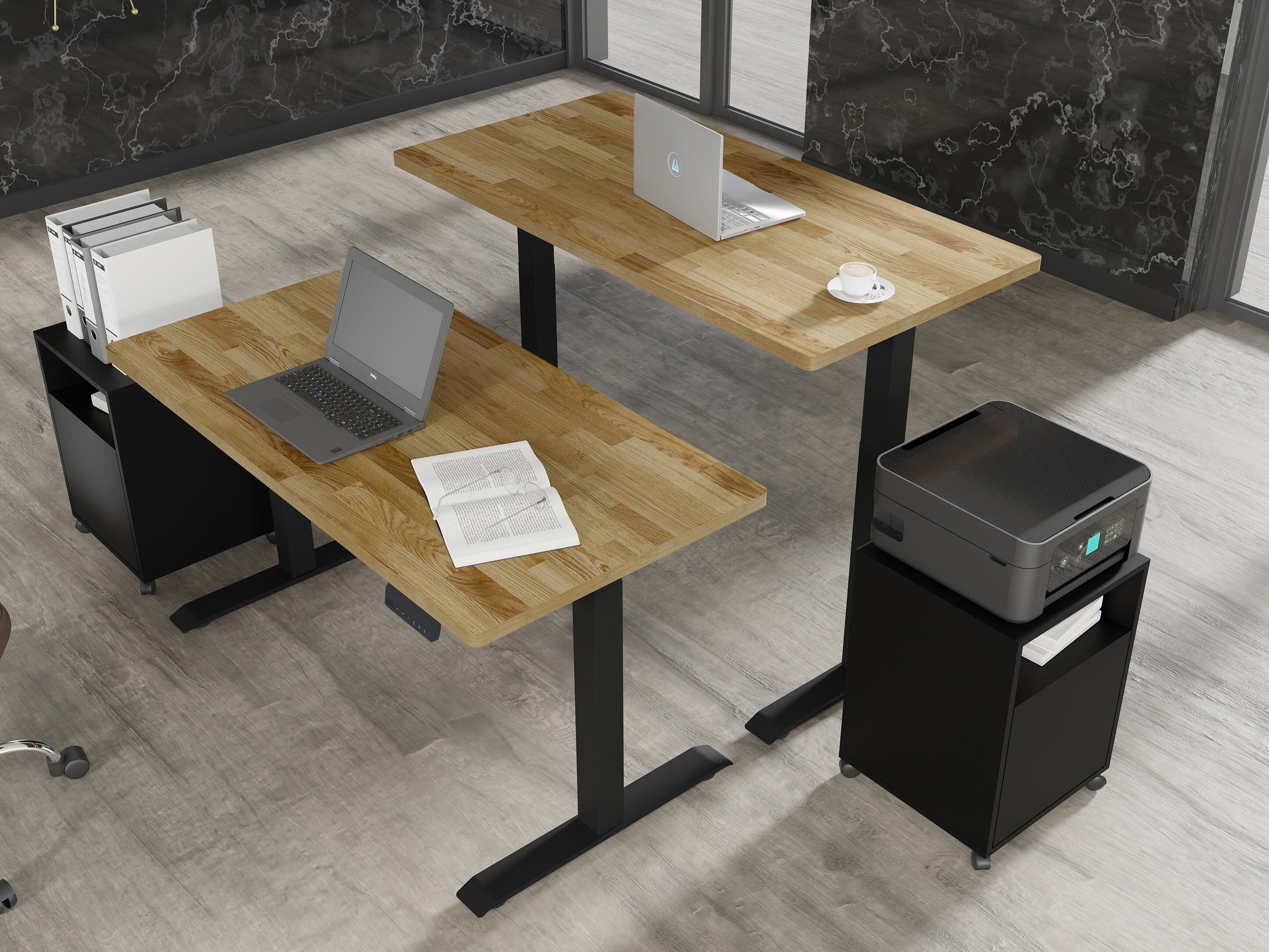 In hoogte verstelbaar bureau Buffalo 199 (Zwart)