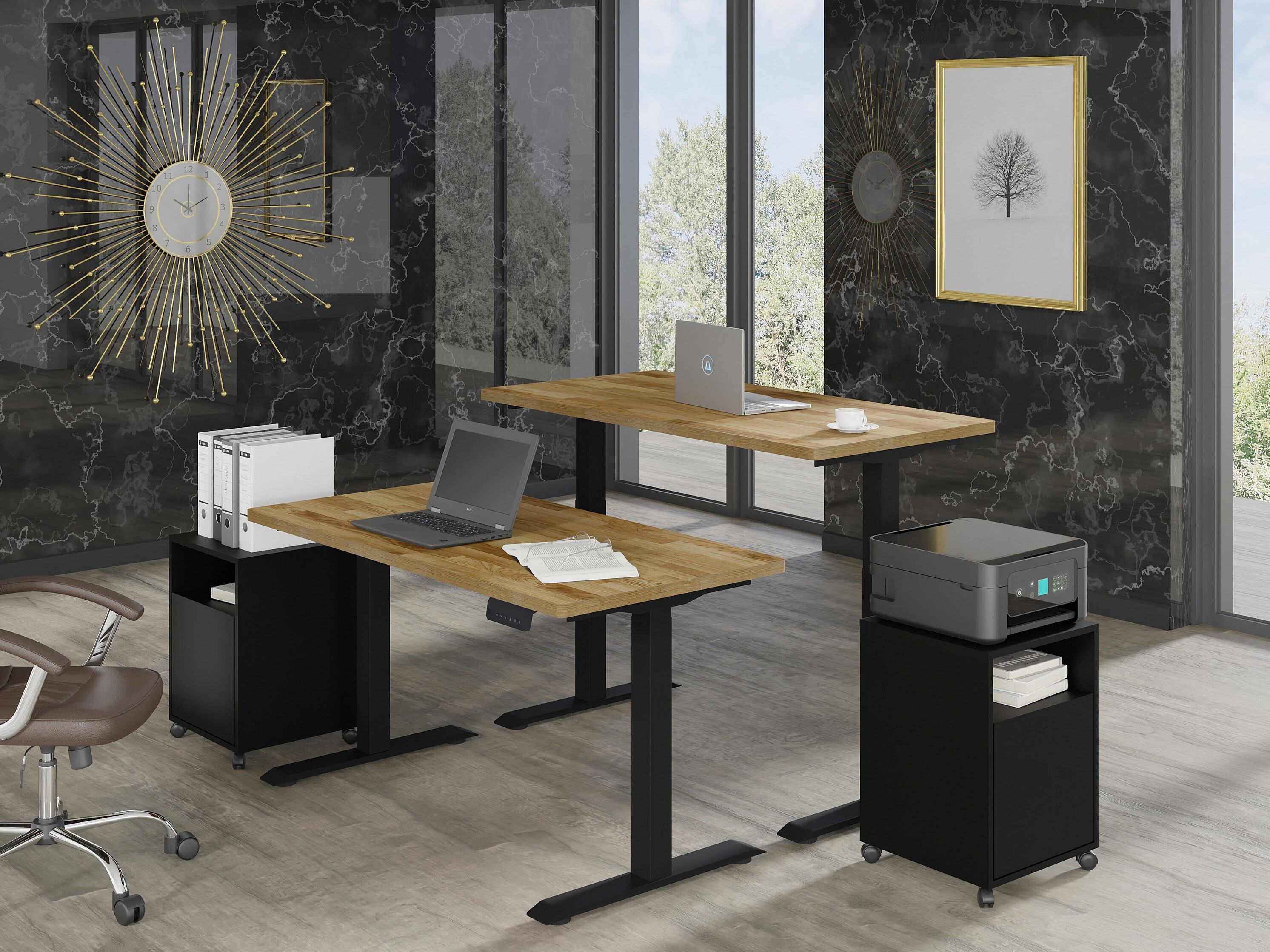 In hoogte verstelbaar bureau Buffalo 199 (Zwart)