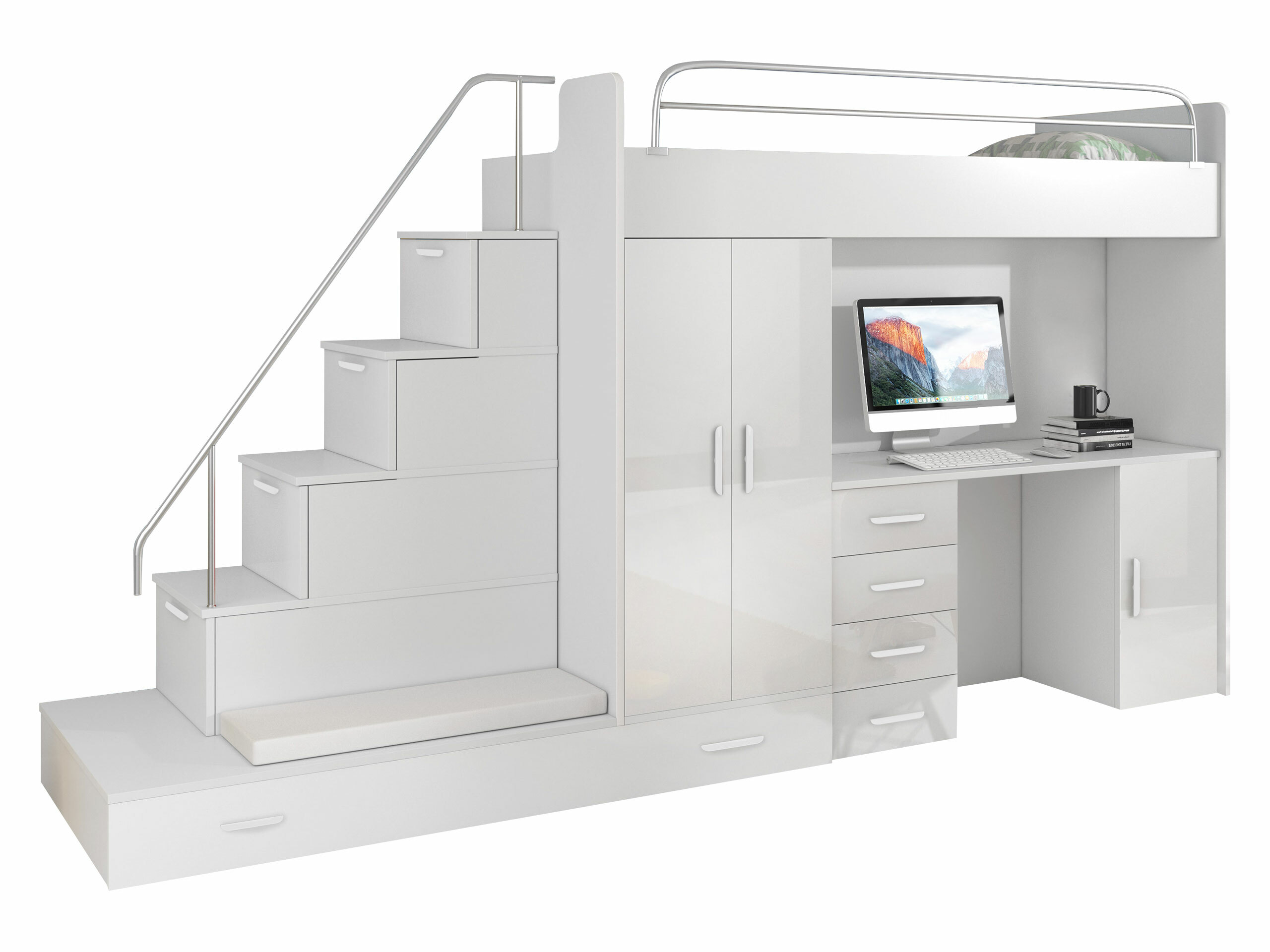 De reeks van de kinderkamer Campus I (Wit + Glanzend wit)