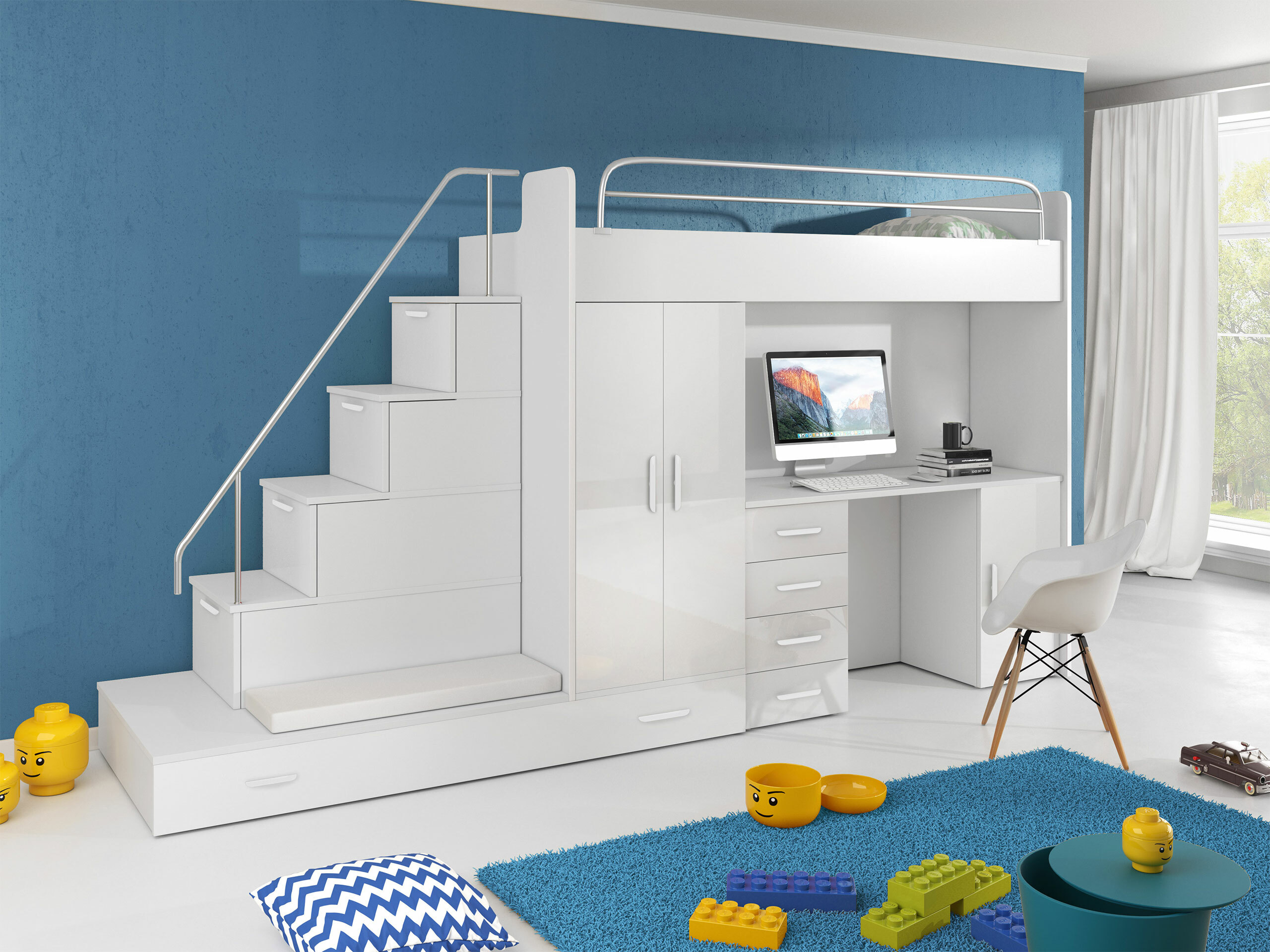 De reeks van de kinderkamer Salmere 100 (Wit + Glanzend wit)