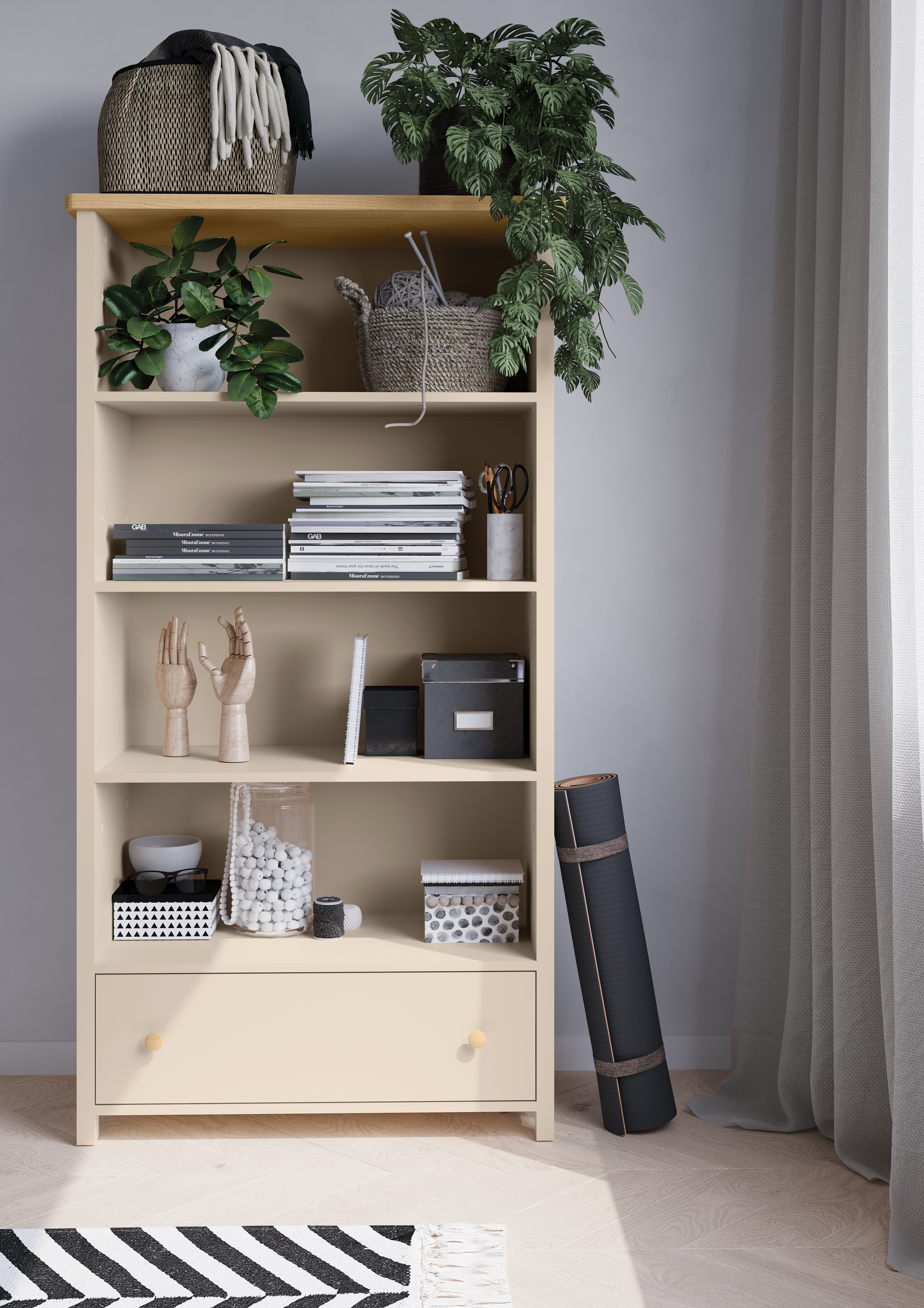Boekenkast Romelbo 142 (Beige + Eiken)