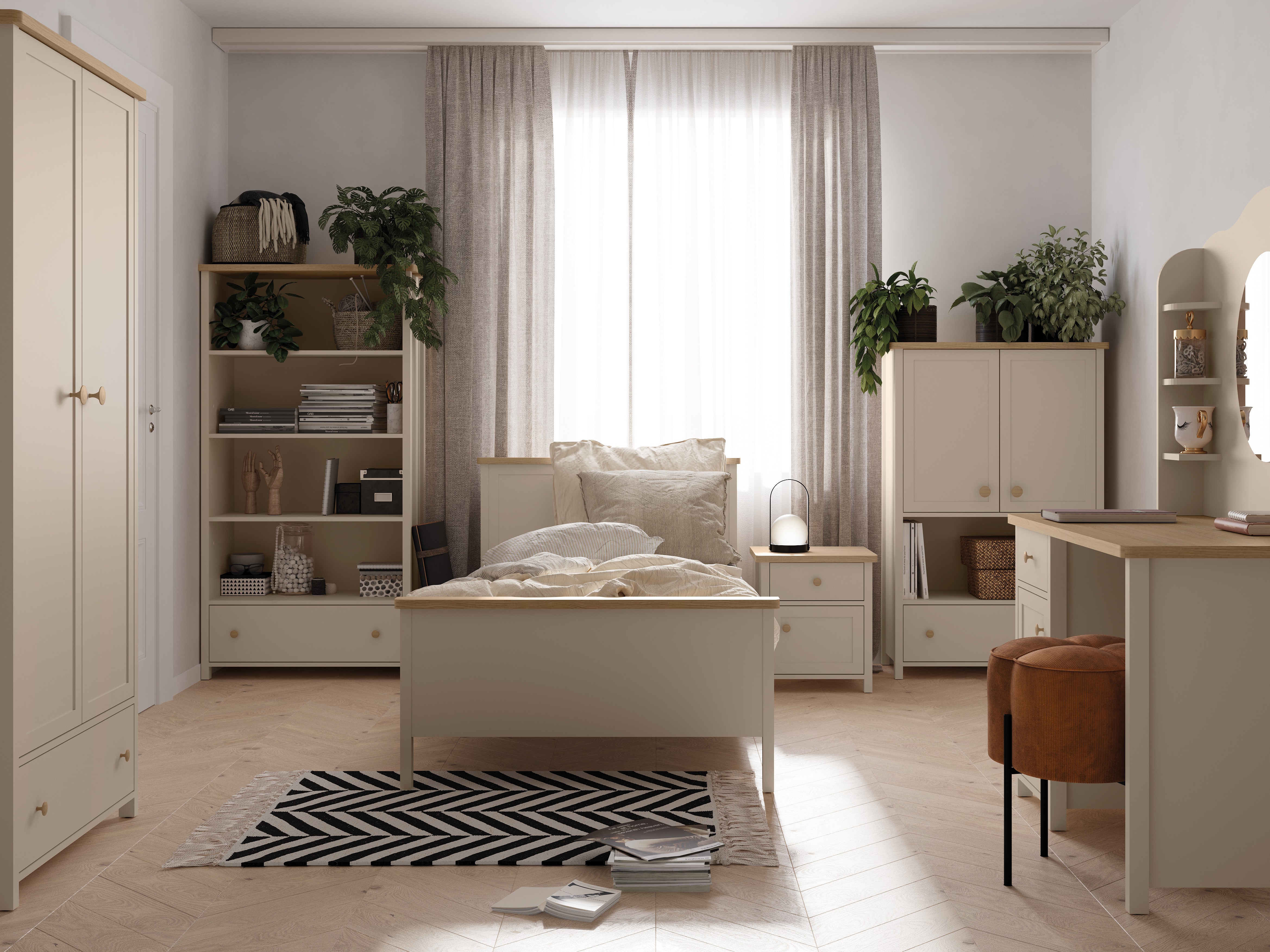 Boekenkast Romelbo 142 (Beige + Eiken)