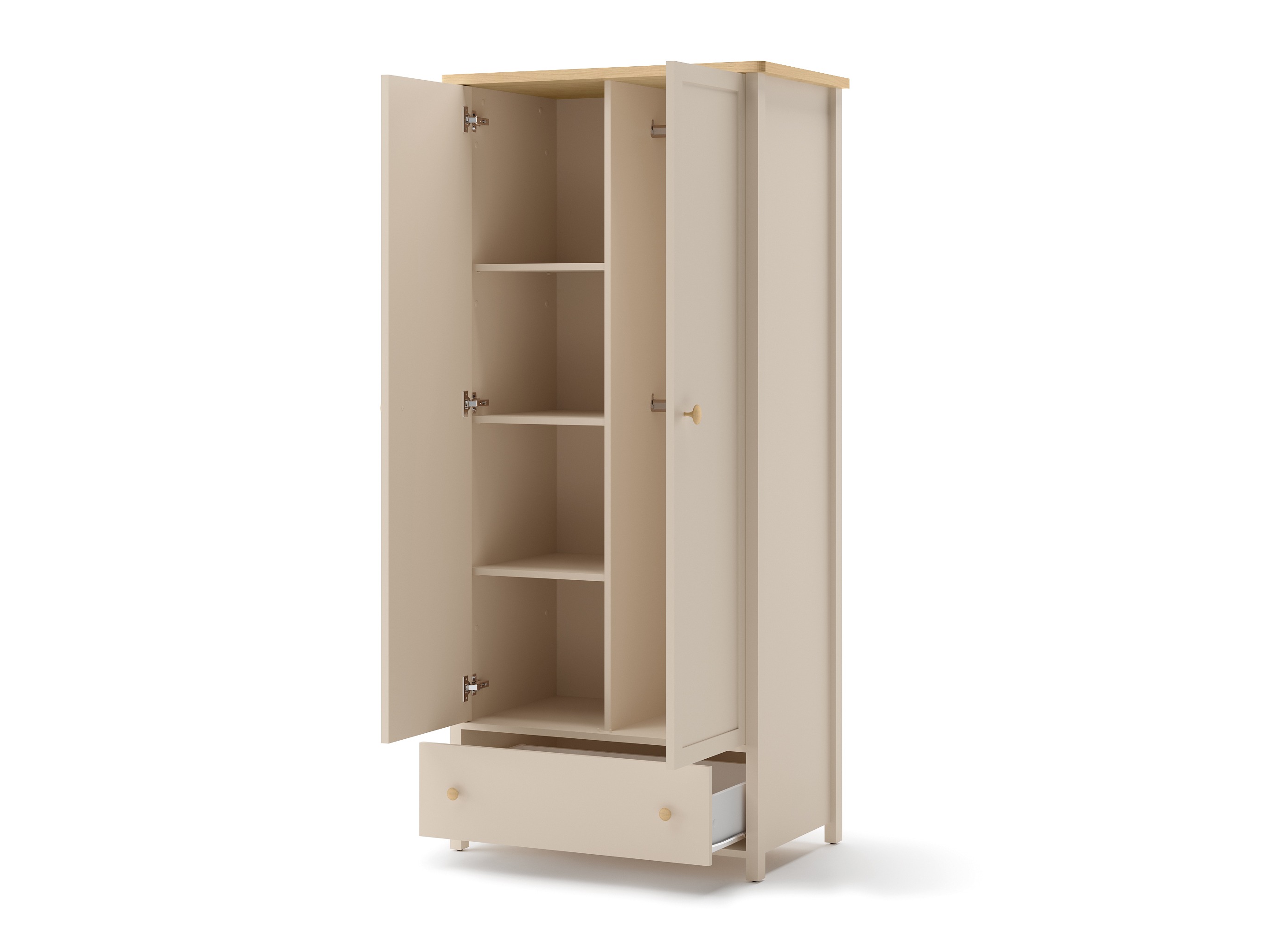 Kledingkast Romelbo 145 (Beige + Eiken)