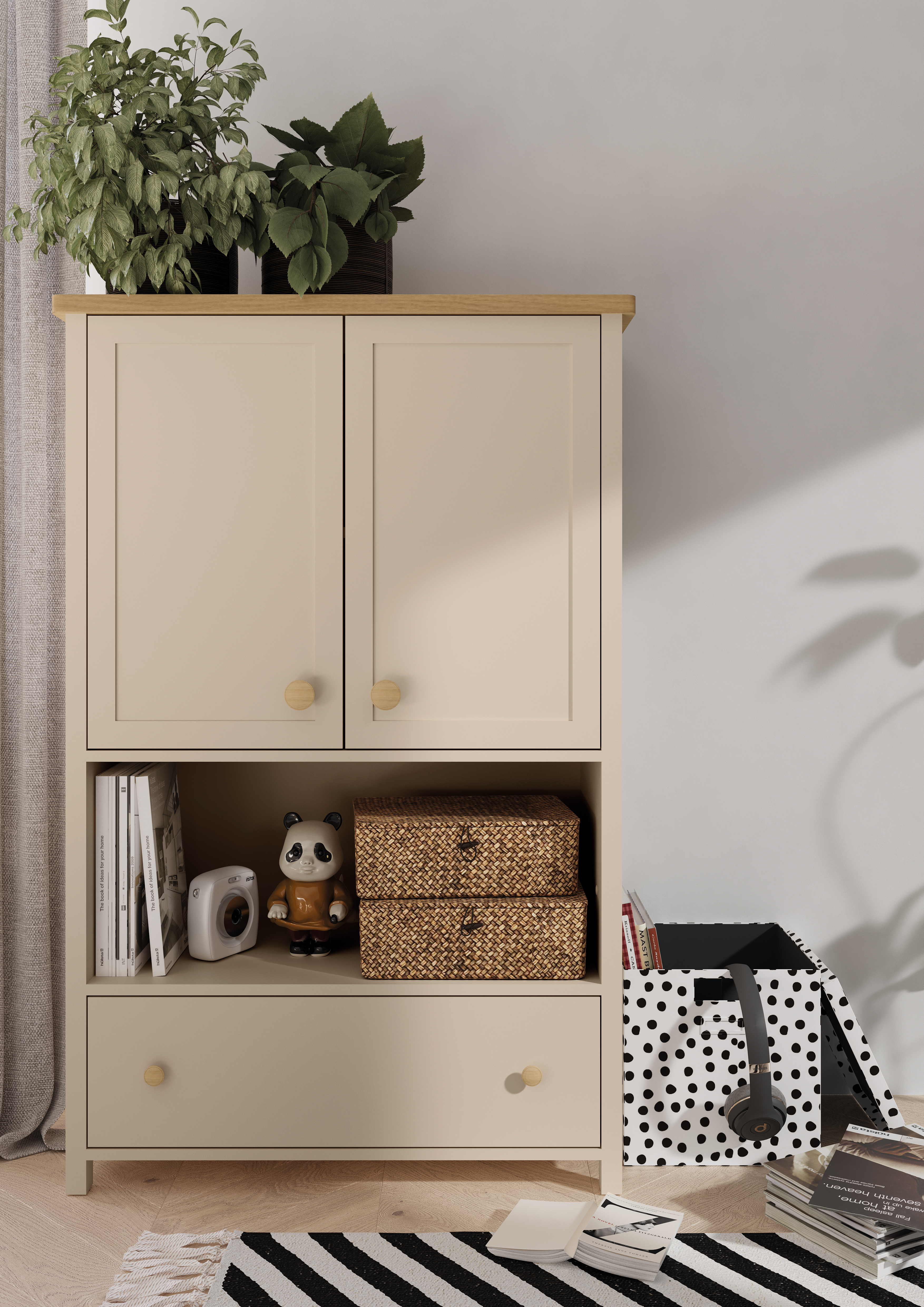 Ladekast Romelbo 144 (Beige + Eiken)