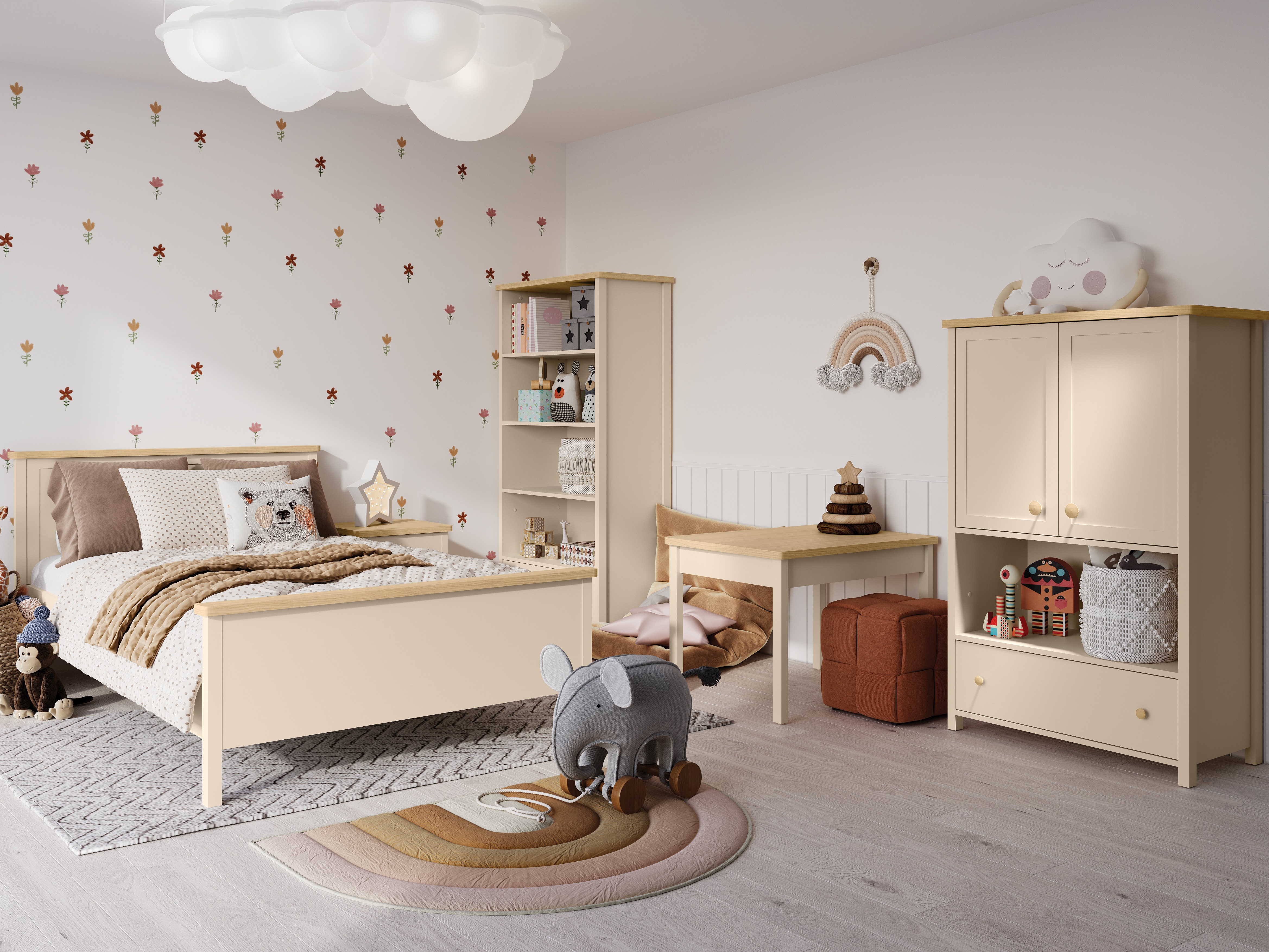 Ladekast Romelbo 144 (Beige + Eiken)