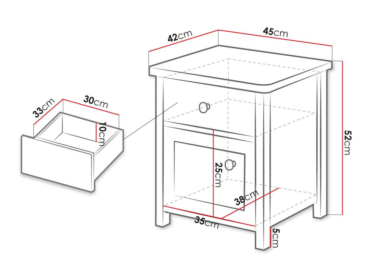 Nachtkastje Romelbo 138 (Beige + Eiken)