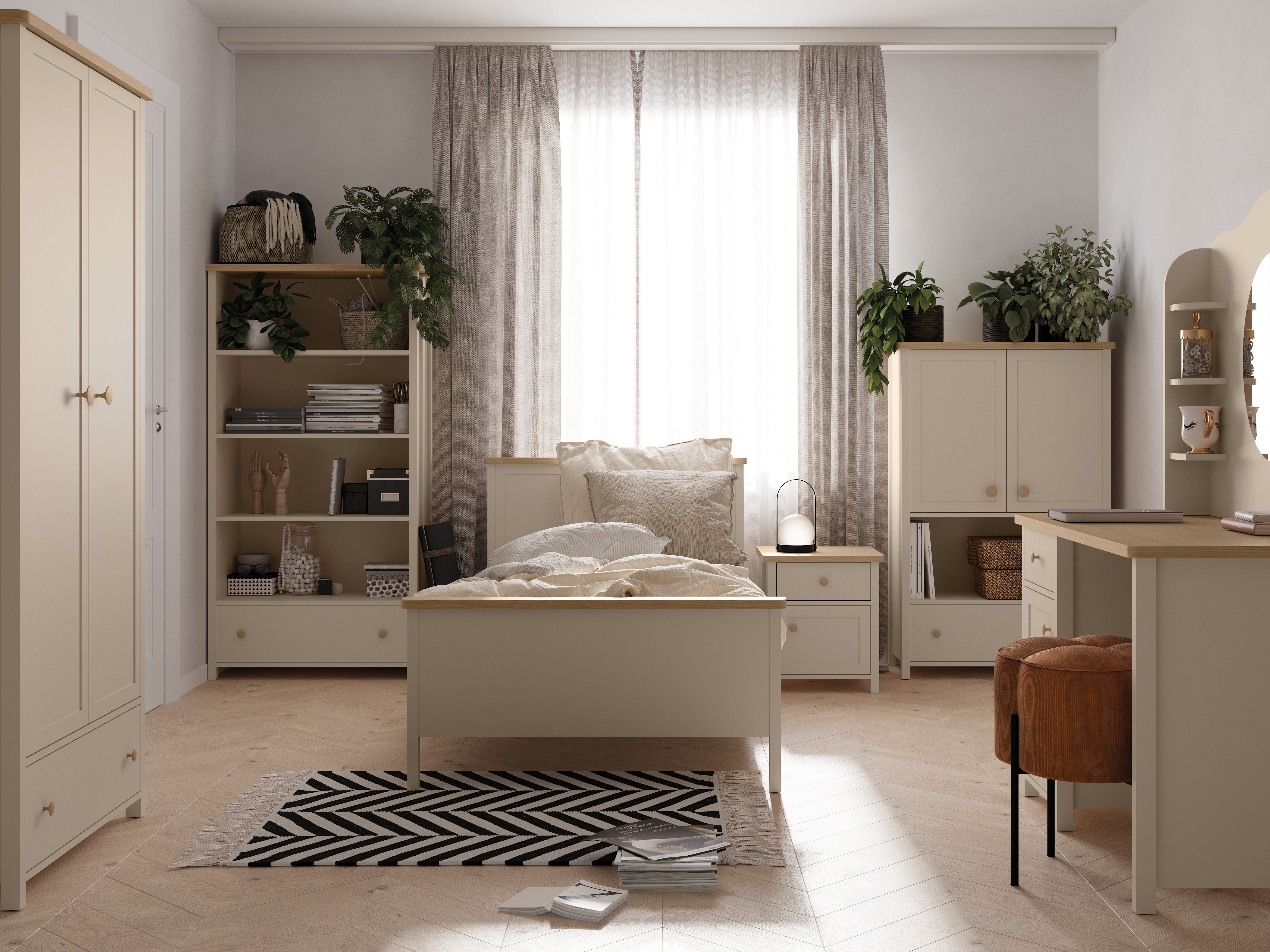 Bed Romelbo 148 (Beige + Eiken)