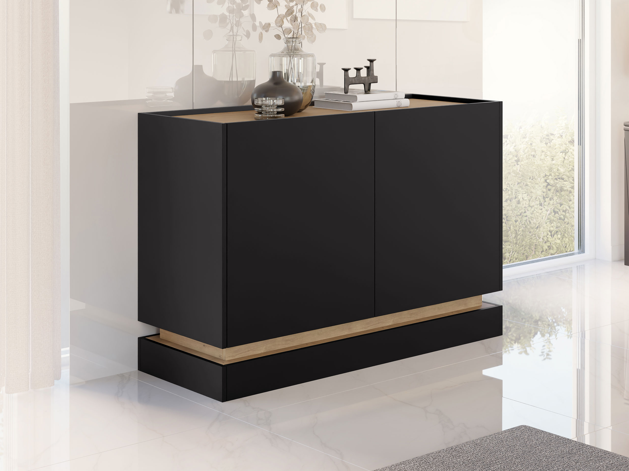 Dressoir Comfivo Dalvenu 100 (Zwart + Eiken)