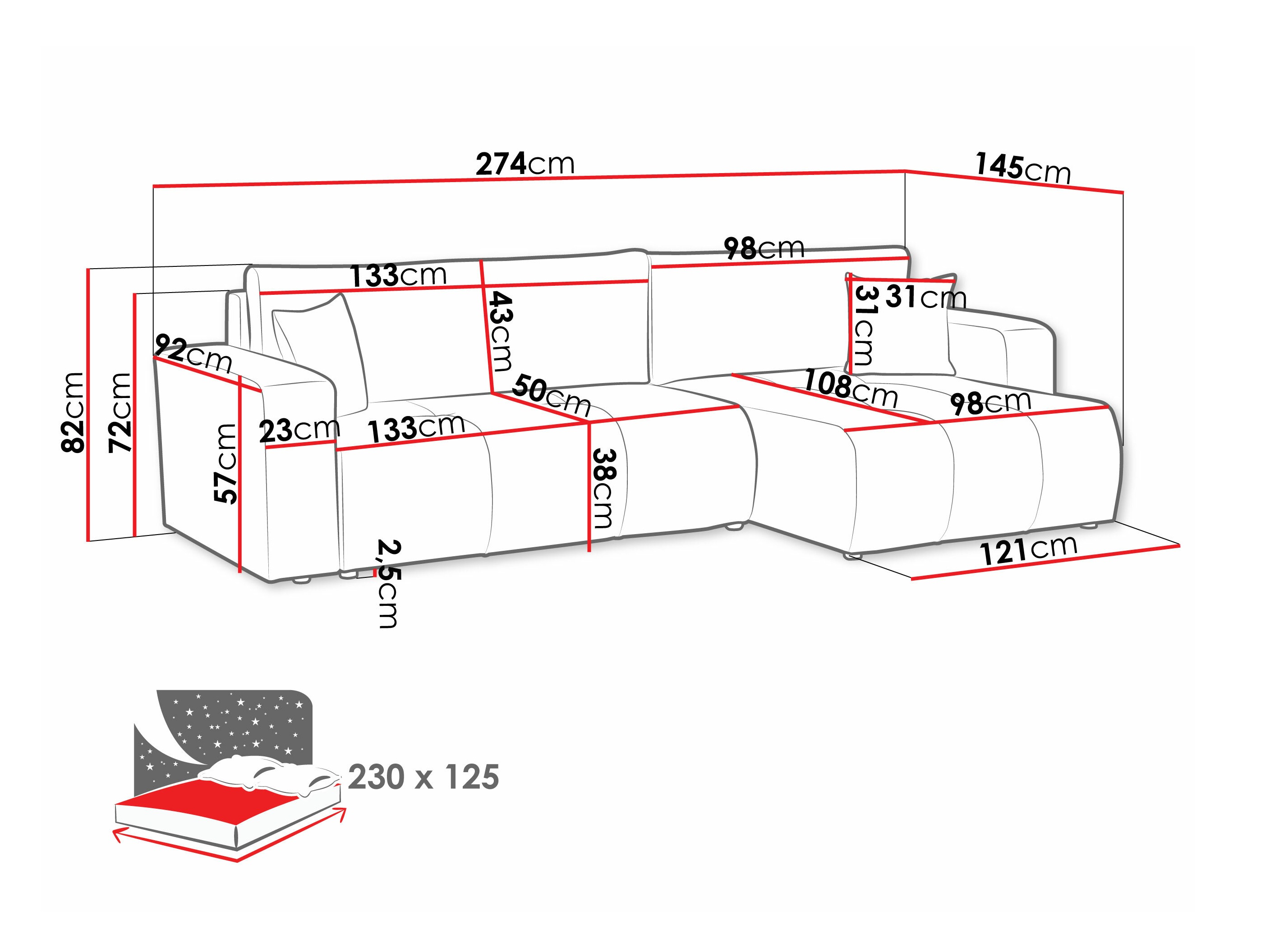 Hoekbank Comfivo 425 (Coral 55)
