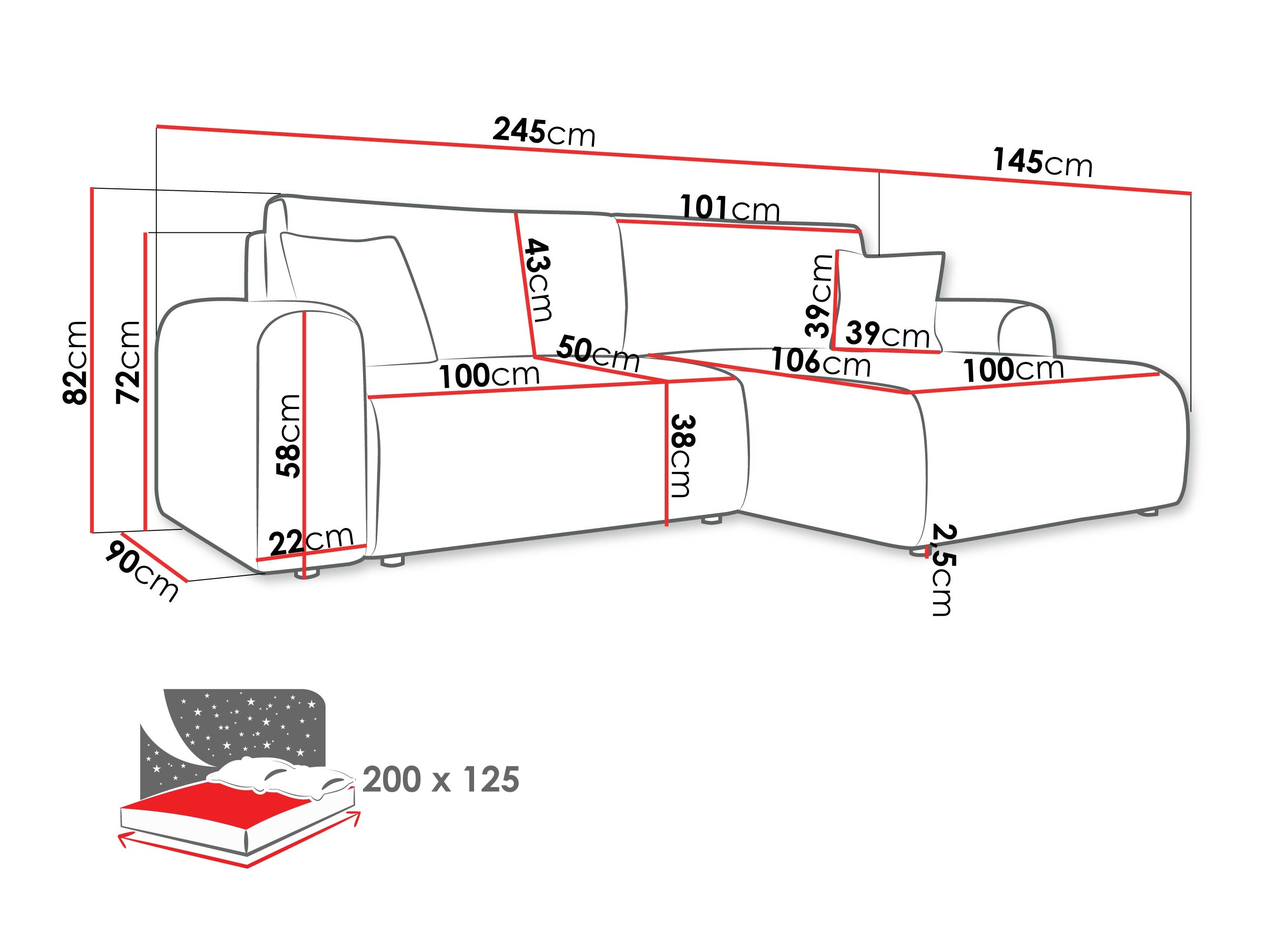 Hoekbank Shelton 109 (Poso 100)