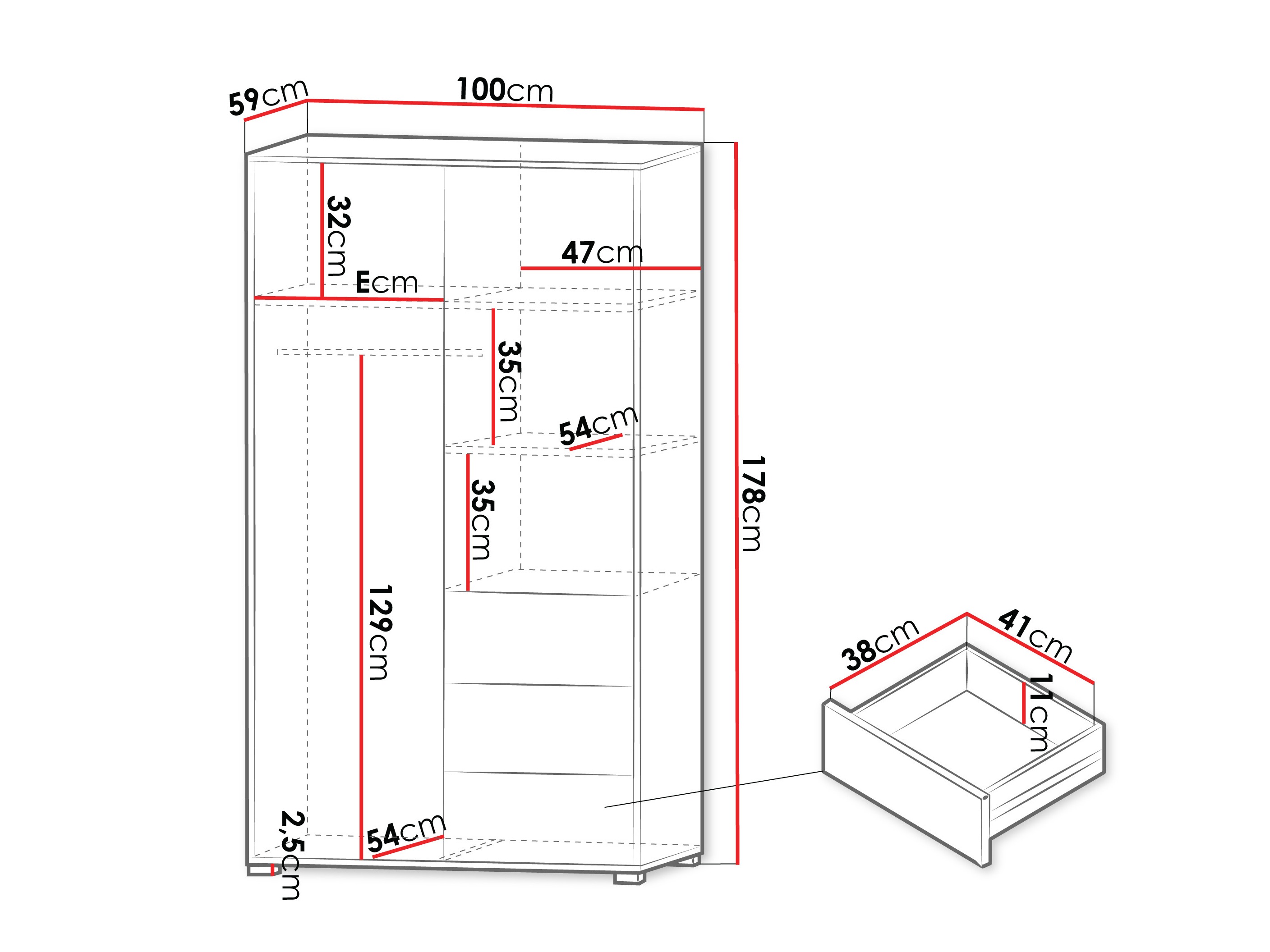 Kledingkast Comfivo Fersoe 112 (Wit)