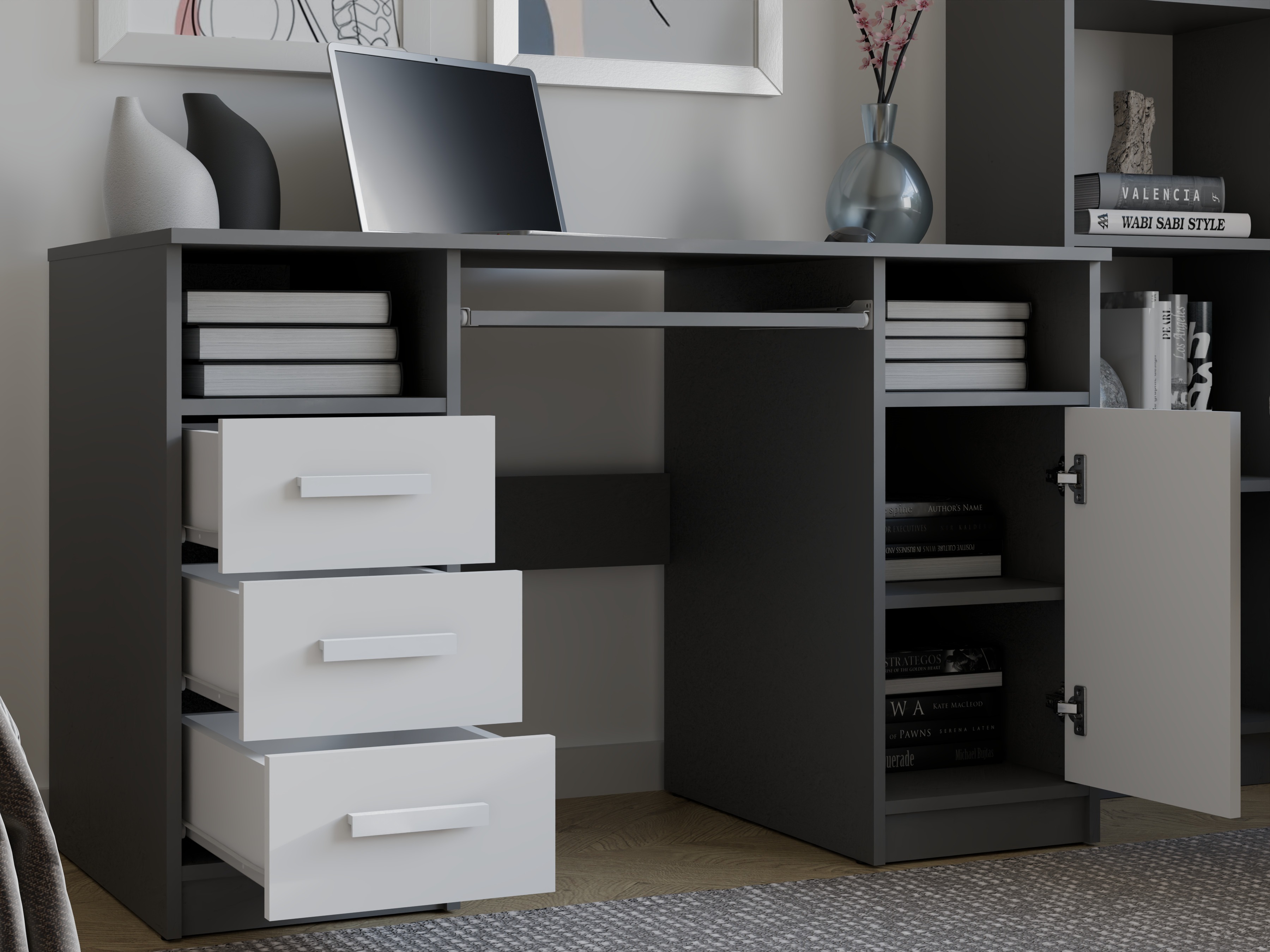 Bureau Mandeville 330 (Antraciet + Wit)