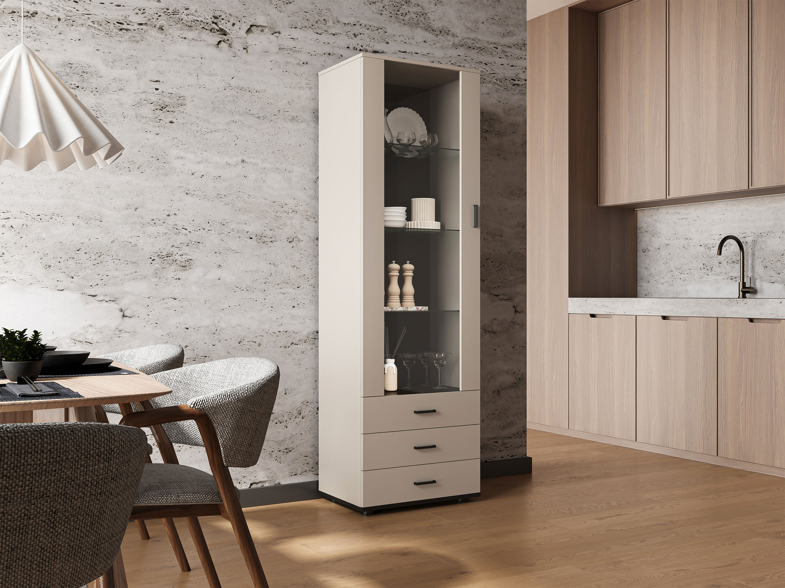 Boekenkast Tornola 102 (Kasjmier + Zwart)