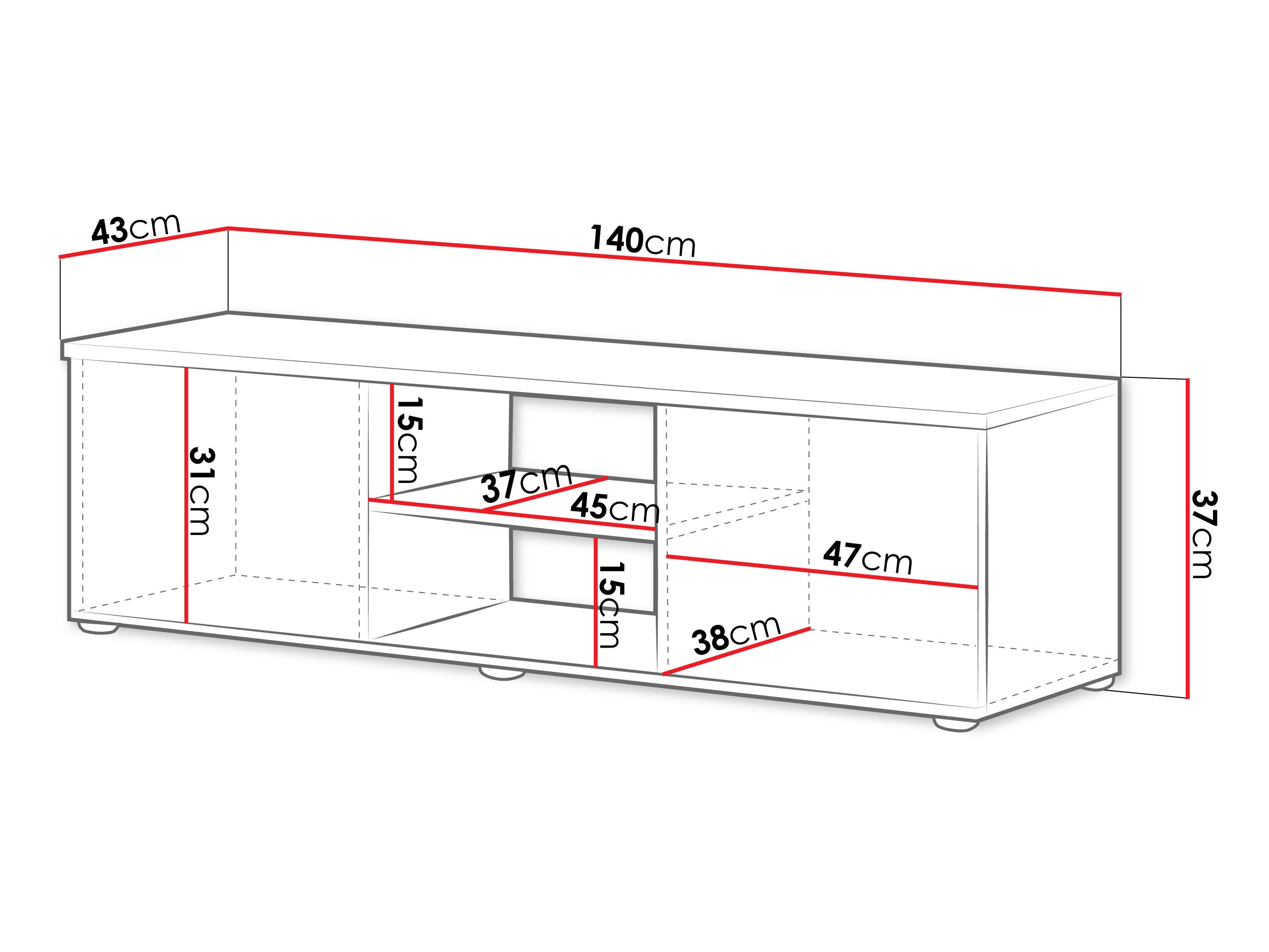 TV-meubel Tornola 100 (Kasjmier + Zwart)