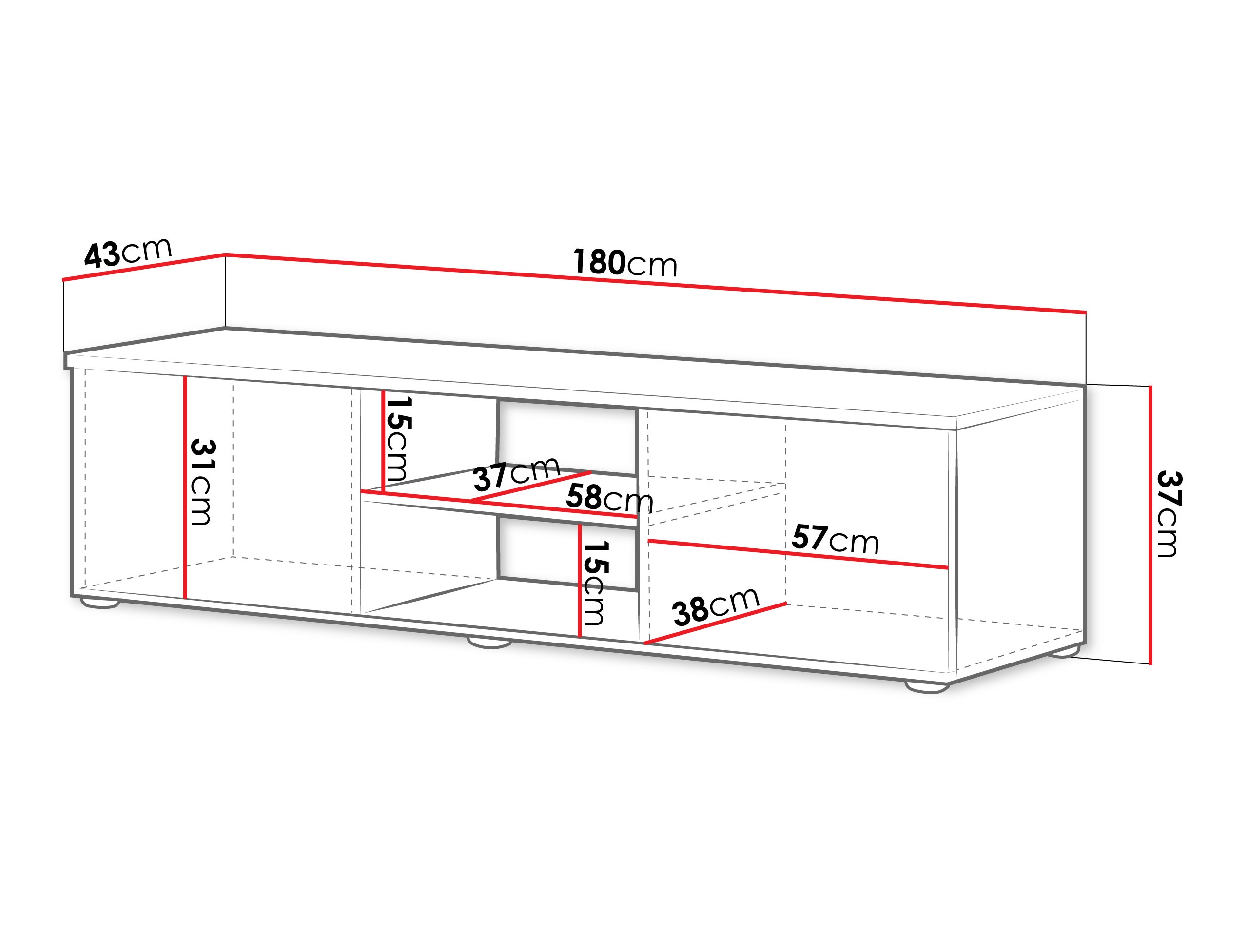 TV-meubel Tornola 101 (Kasjmier + Zwart)