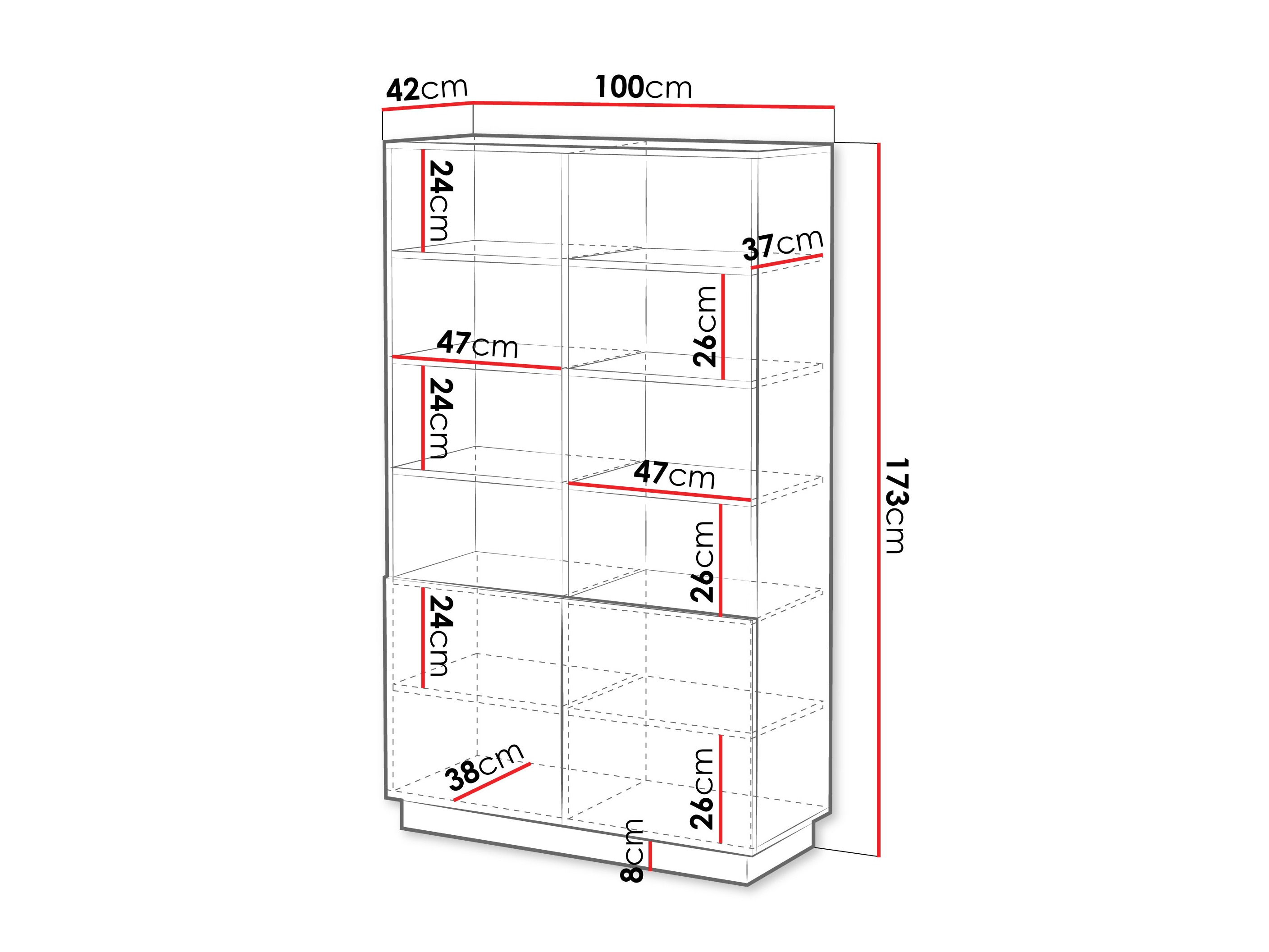 Boekenkast Lusonu 102 (Zwart)