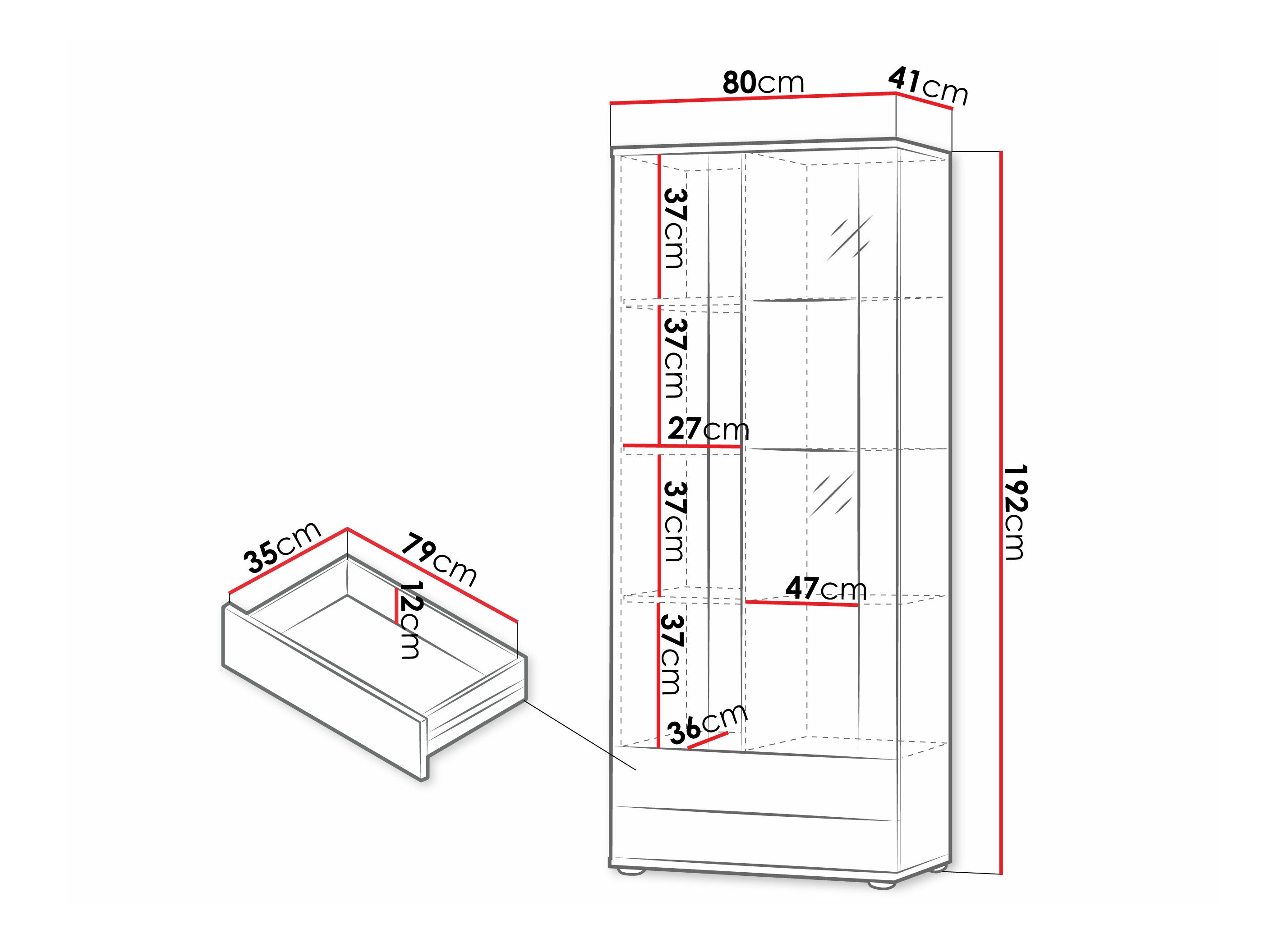 Boekenkast Tornola 105 (Wit + Glanzend wit)