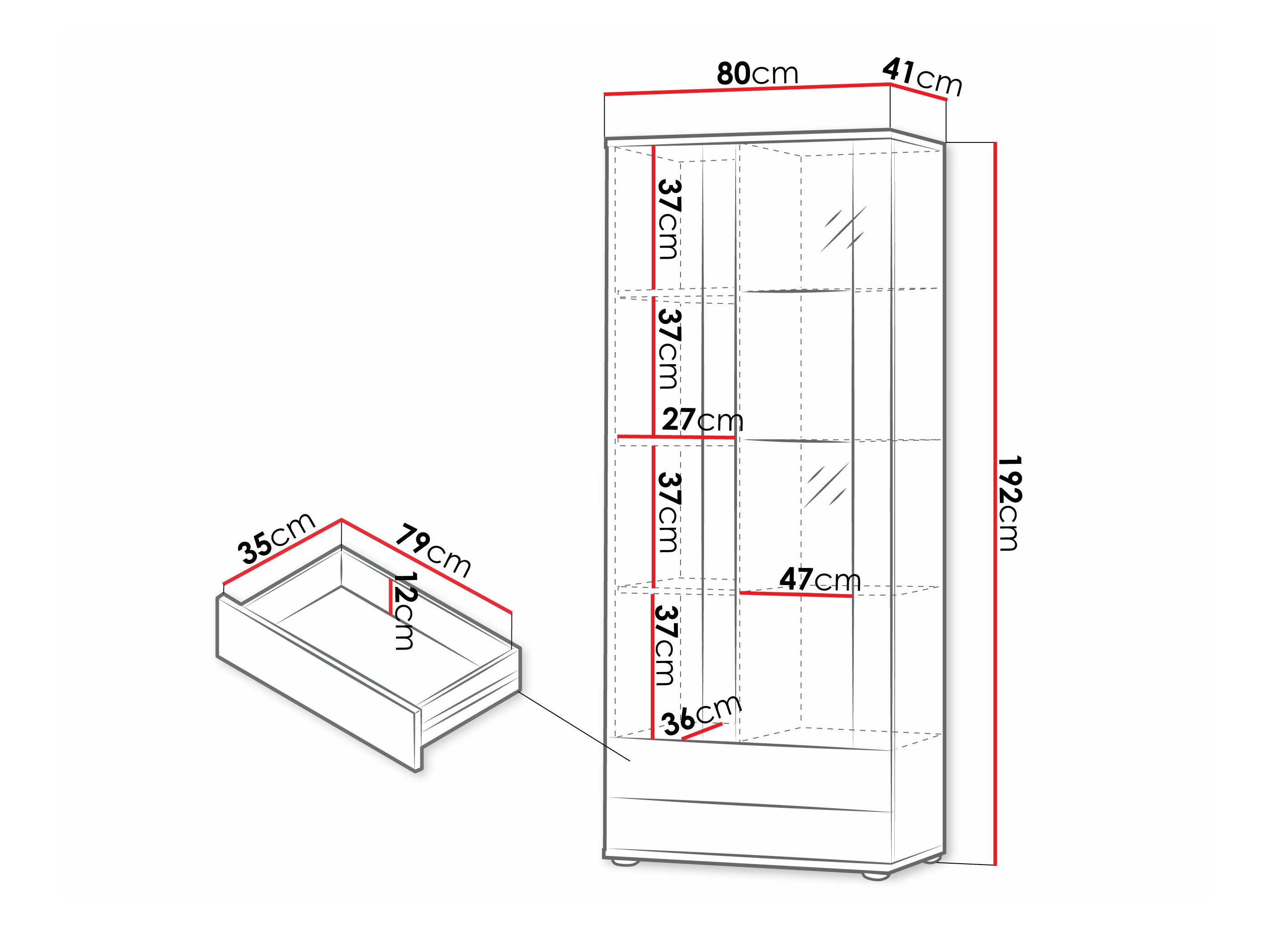 Boekenkast Tornola 105 (Wit + Glanzend wit)