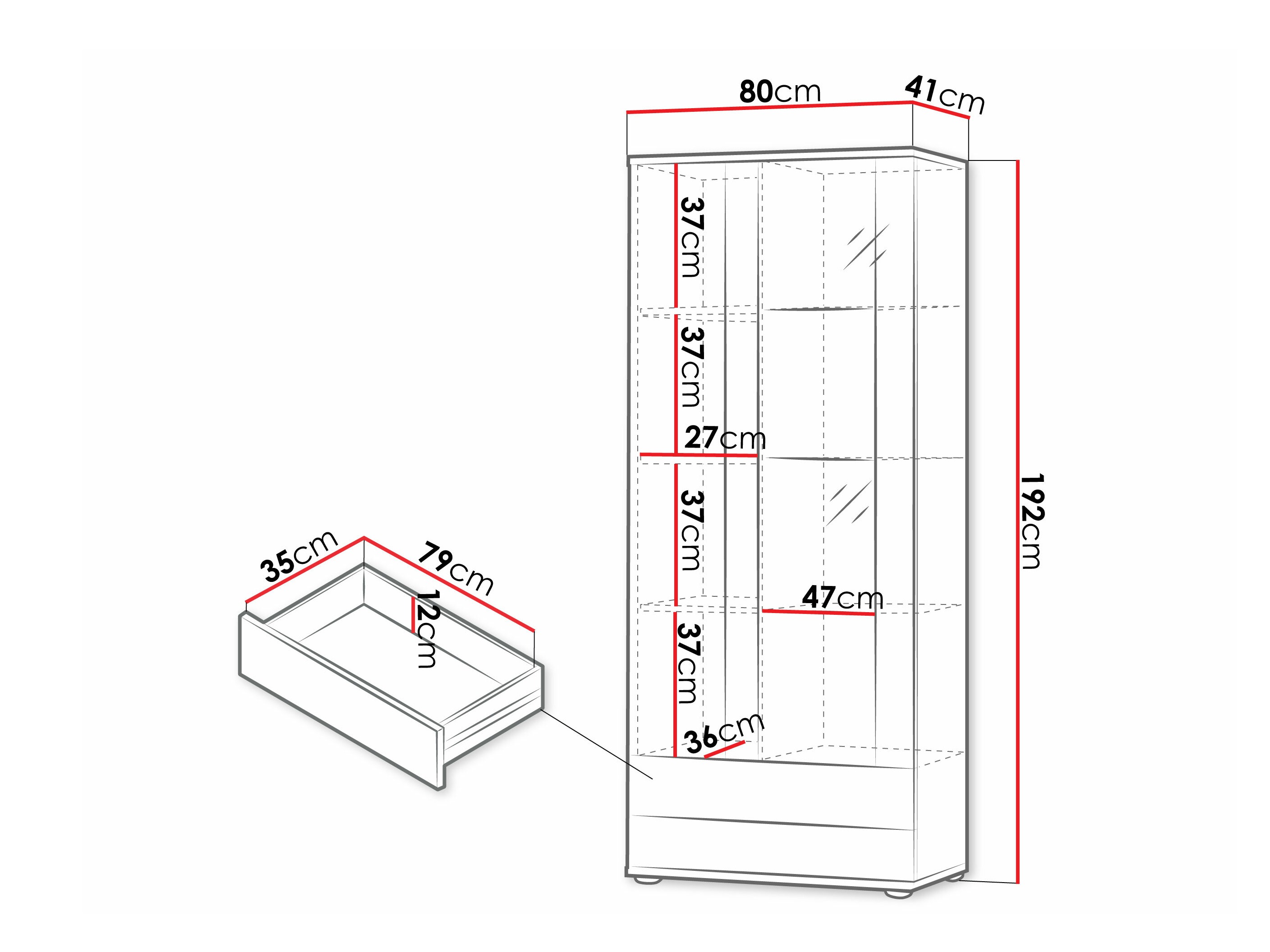 Boekenkast Tornola 105 (Wit + Glanzend wit)