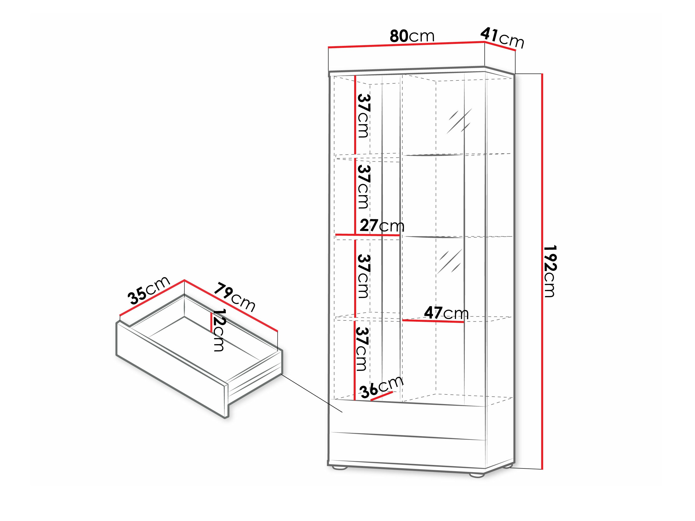 Boekenkast Tornola 105 (Zwart + Glanzend zwart)