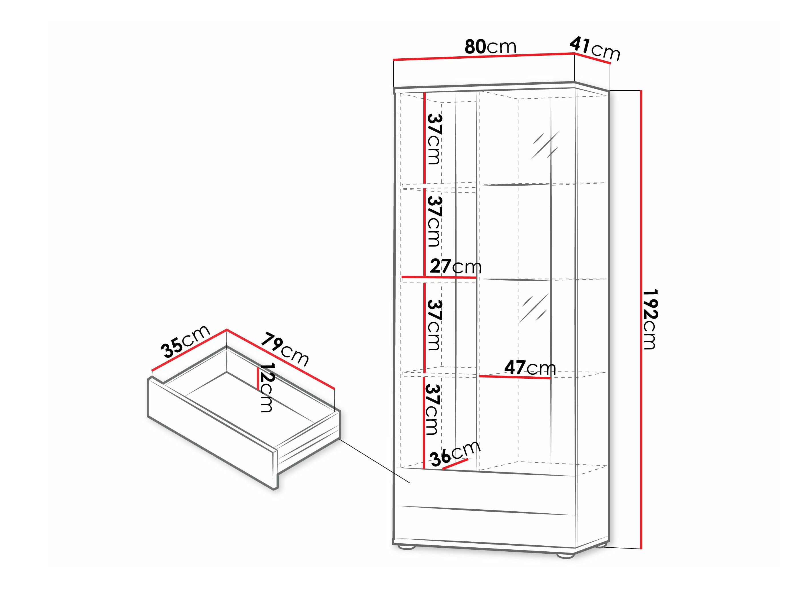 Boekenkast Tornola 105 (Zwart + Glanzend zwart)
