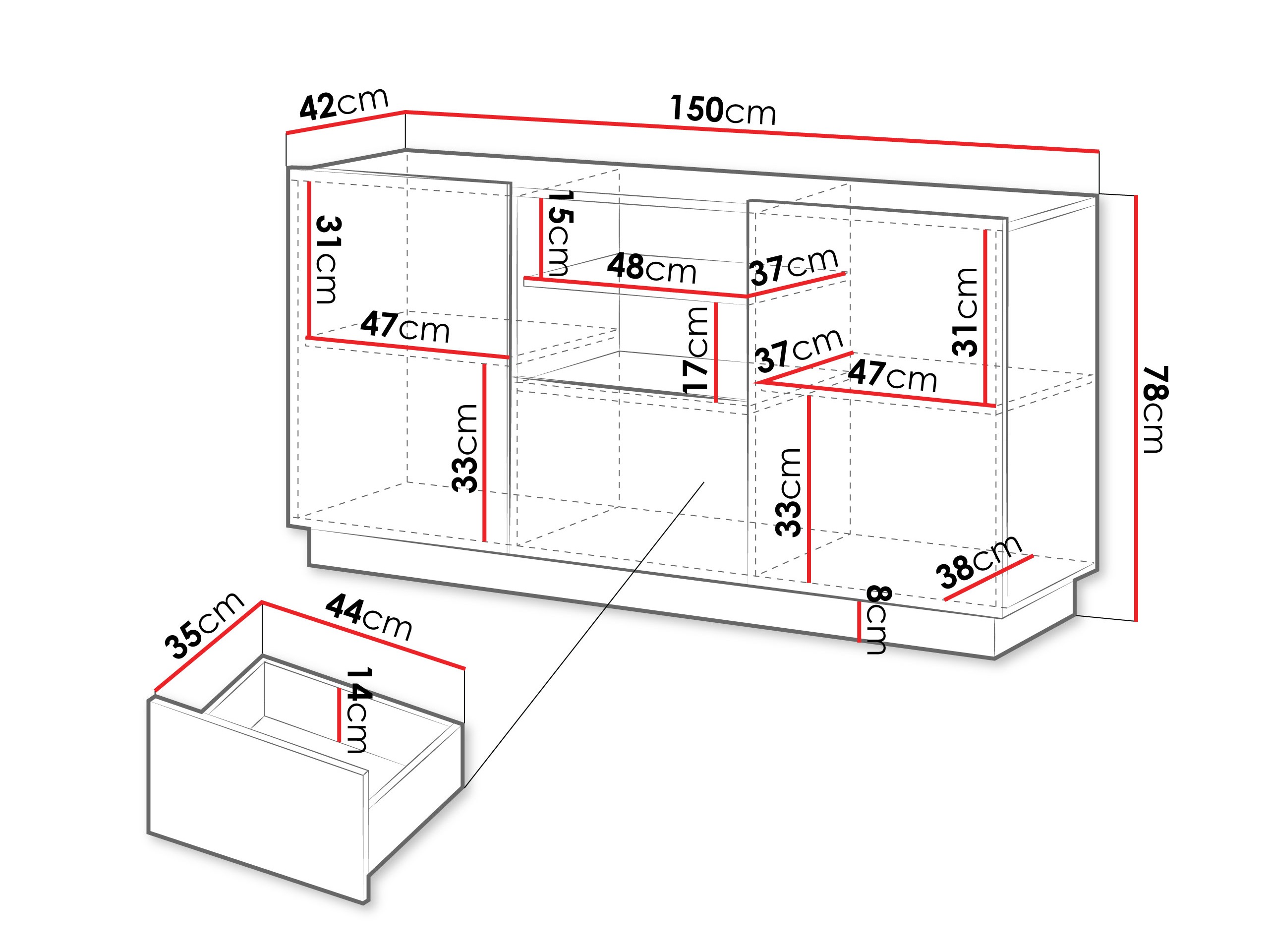 Ladekast Lingua (Wit)