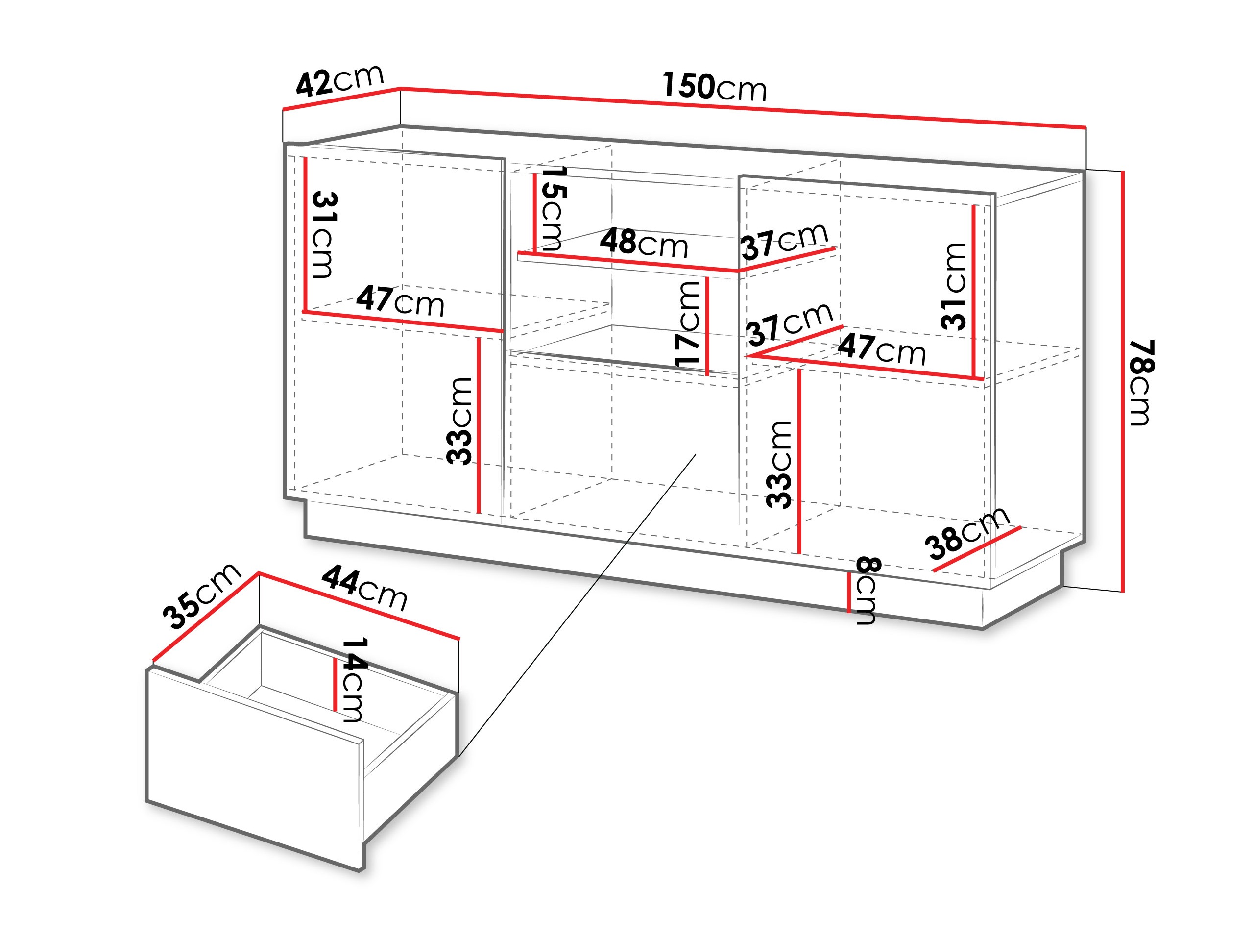 Ladekast Lusonu 100 (Zwart)