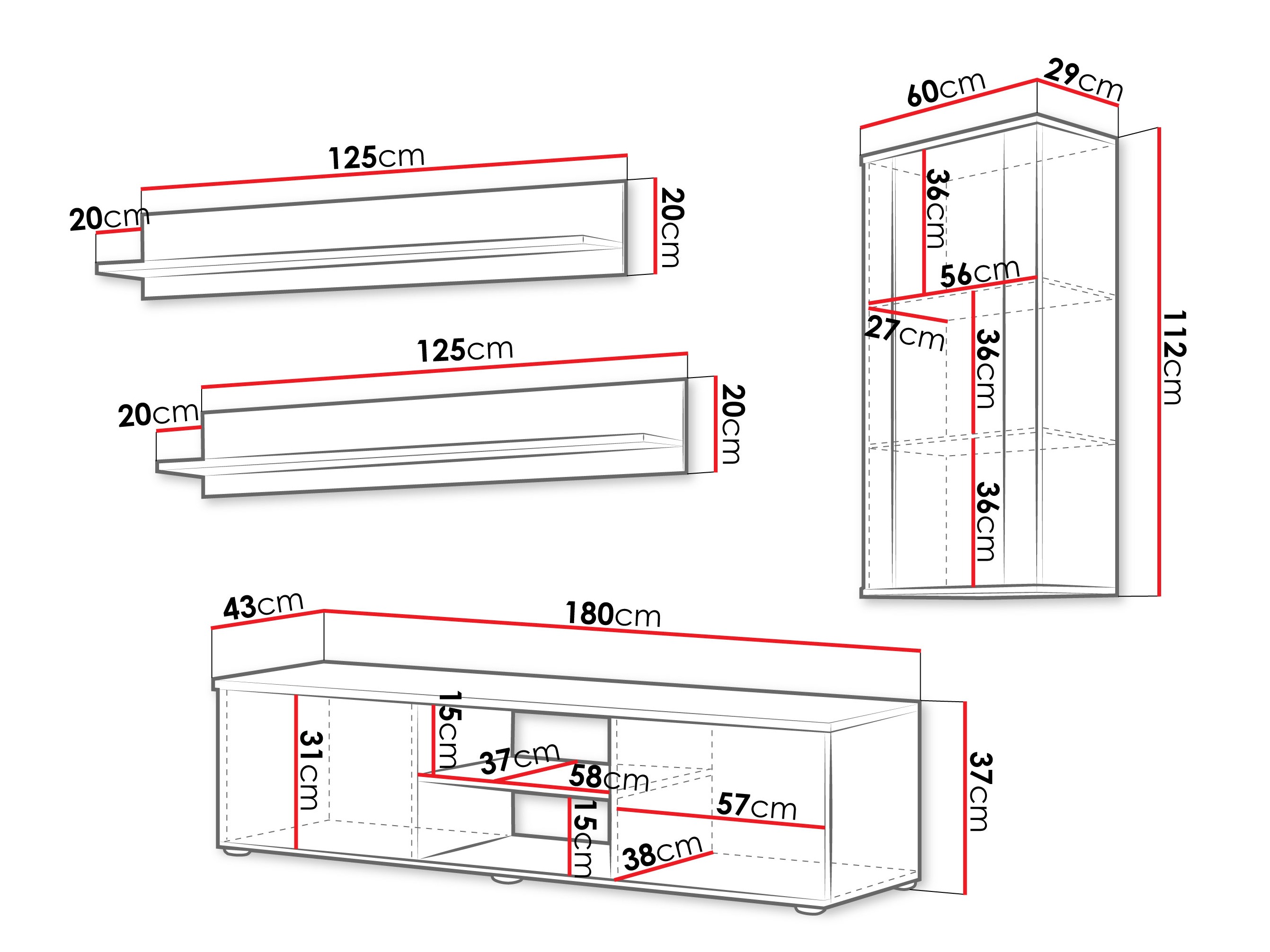 Woonkamerset Tornola 113 (Kasjmier + Zwart)