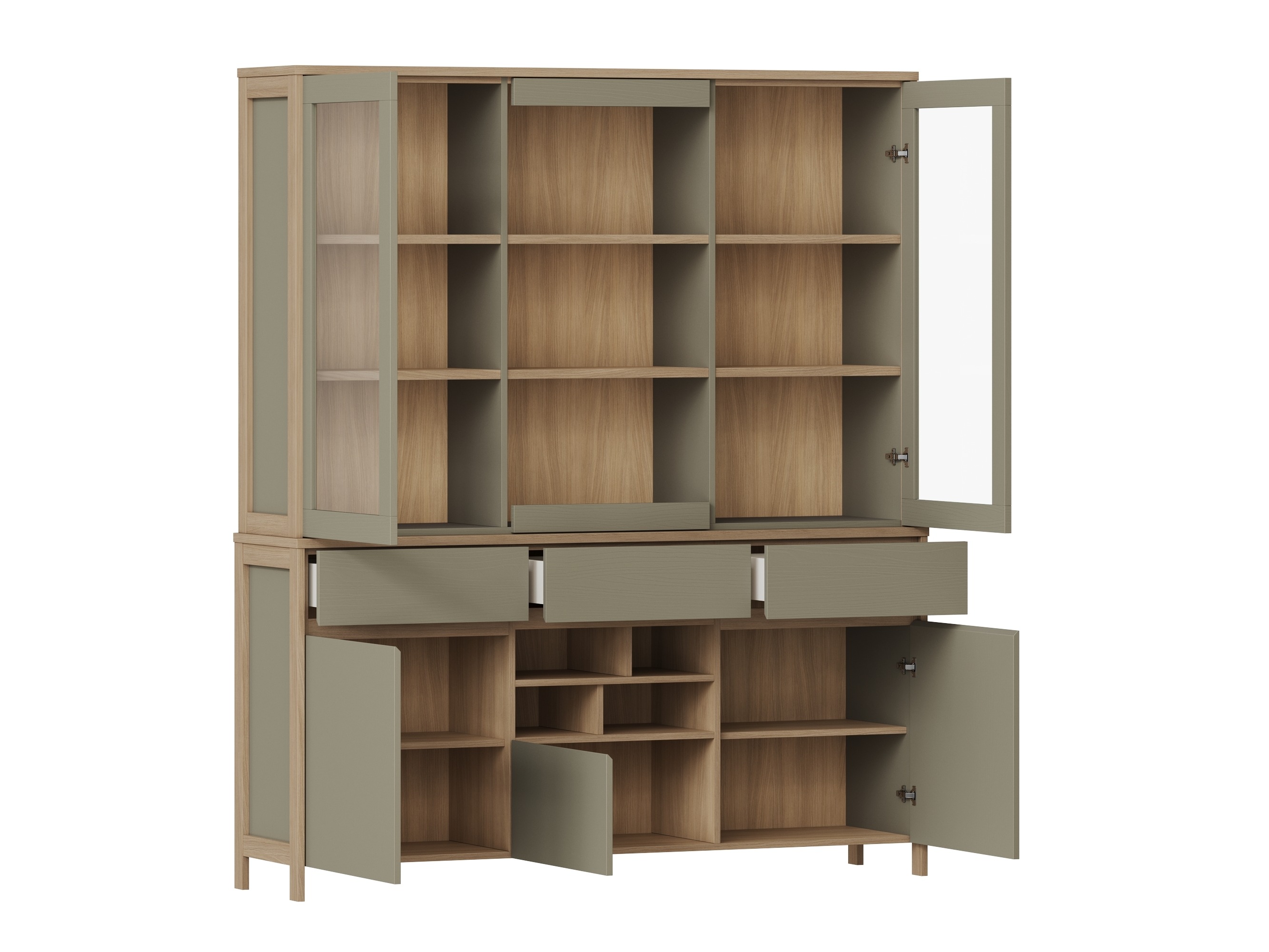 Boekenkast Fermaru 100 (Stoffig groen + Eiken)