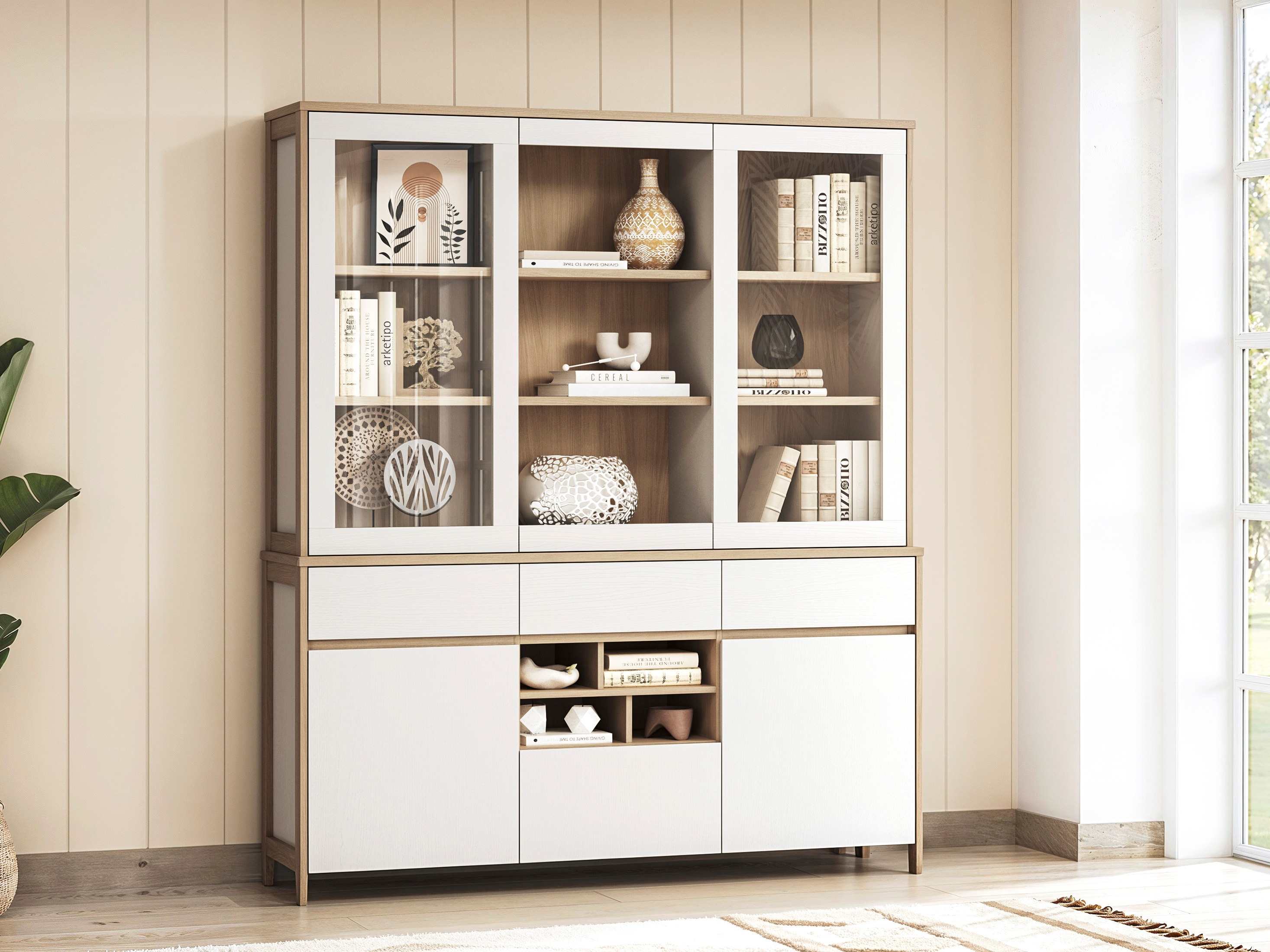 Boekenkast Fermaru 100 (Wit + Eiken)