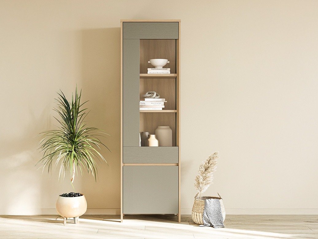 Boekenkast Fermaru 101 (Stoffig groen + Eiken)
