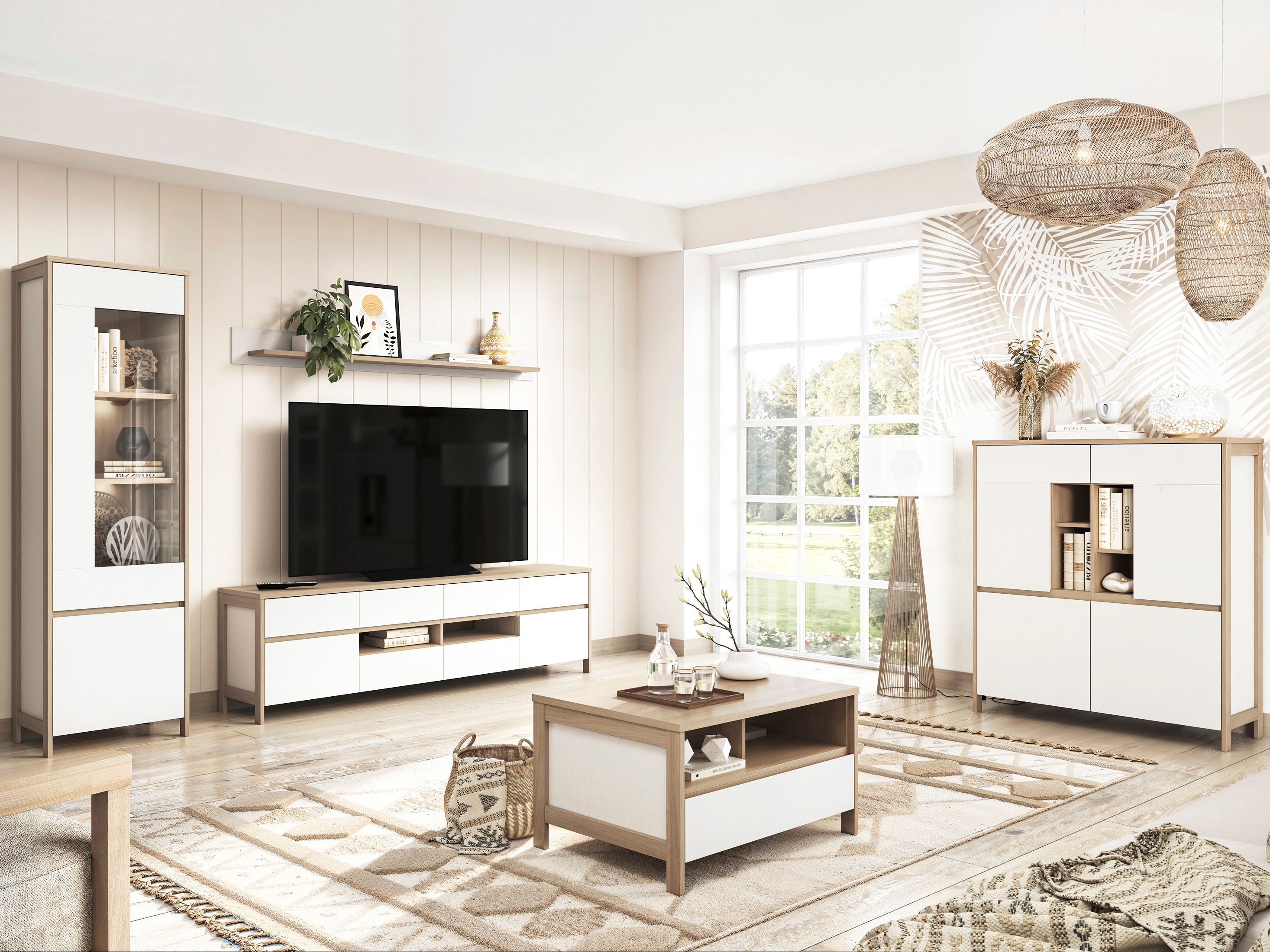 Dressoir Fermaru 106 (Wit + Eiken)